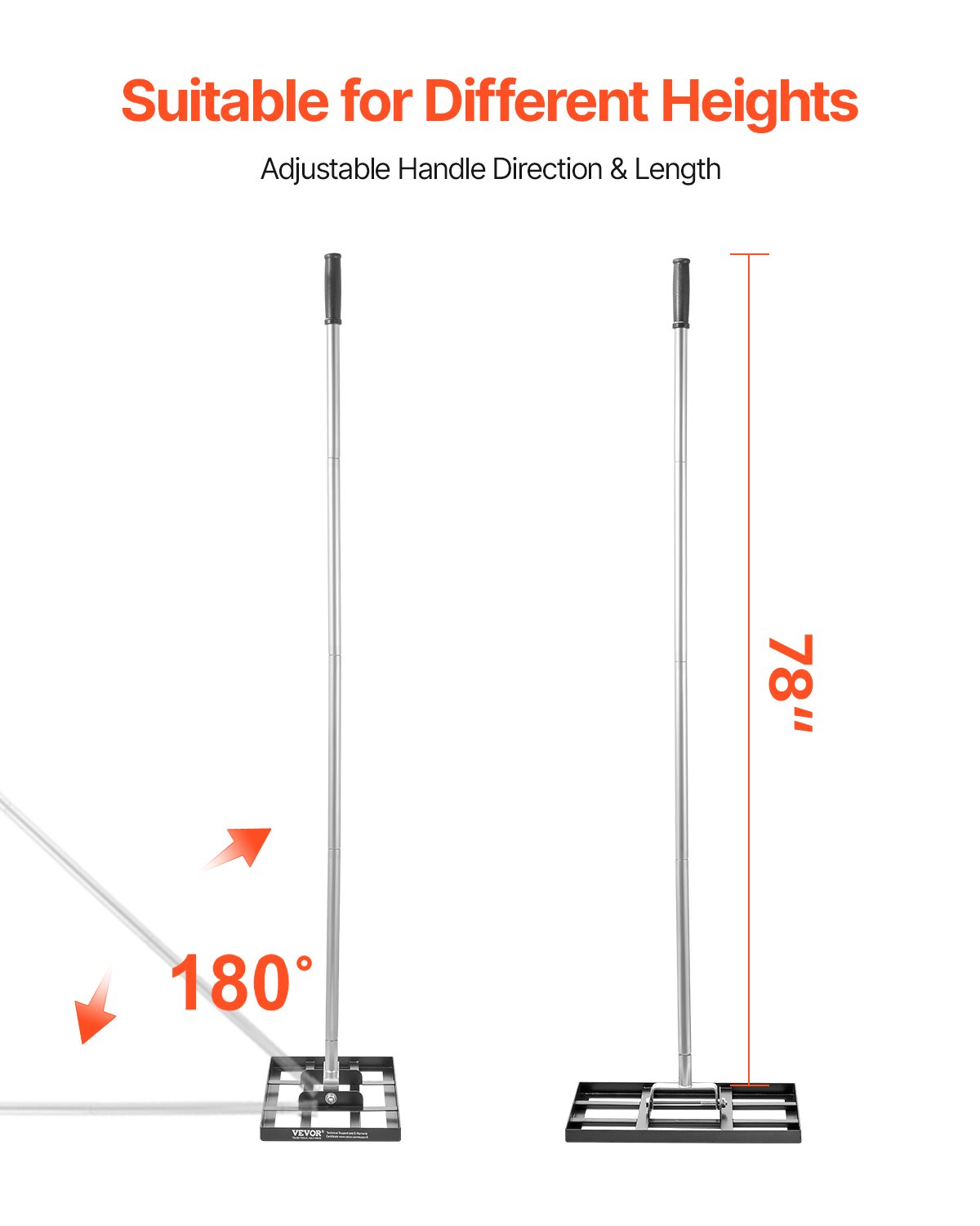 254 x 430 mm Lawn Leveling Rake 1980 mm Adjustable Handle for Yard Golf Court - Image 4