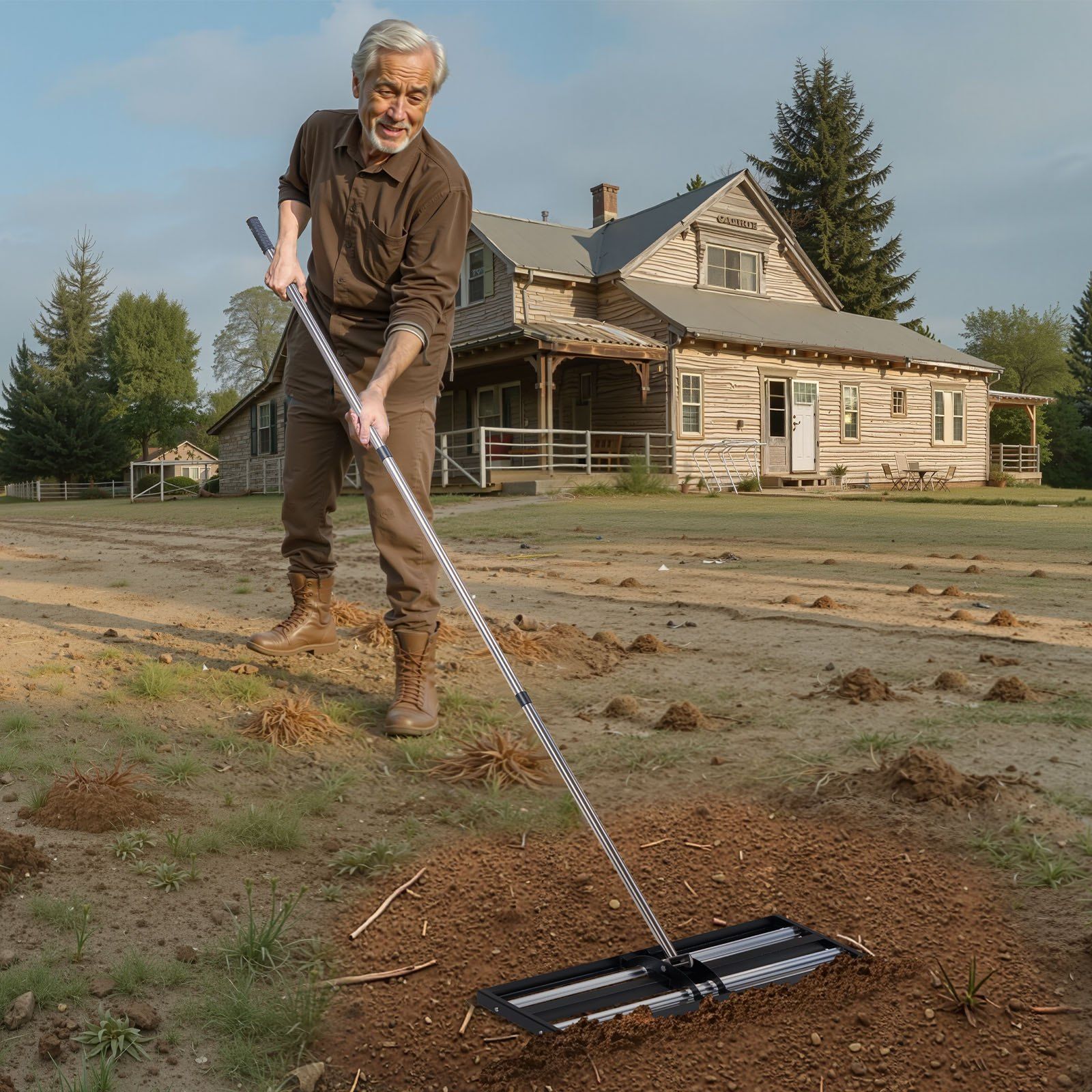 Updated Lawn Leveling Rake with Roller, 30