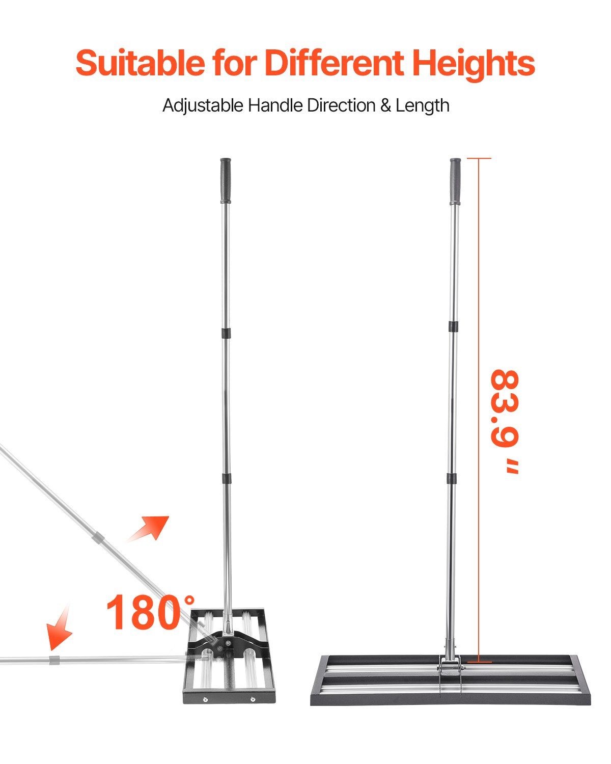 254 x 762 mm Lawn Leveling Rake with 2130 mm Adjustable Handle for Yard Garden - Image 4