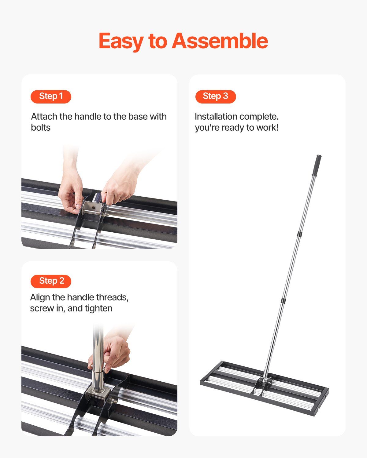 254 x 762 mm Lawn Leveling Rake with 2130 mm Adjustable Handle for Yard Garden - Image 5