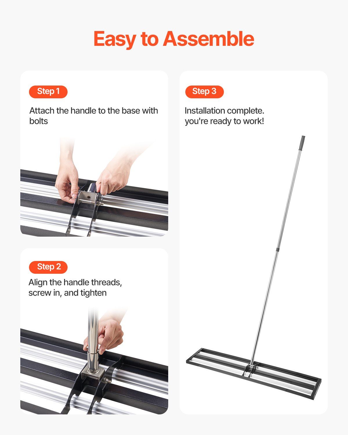 254 x 1219 mm Lawn Leveling Rake with 2130 mm Adjustable Handle for Yard Garden - Image 5
