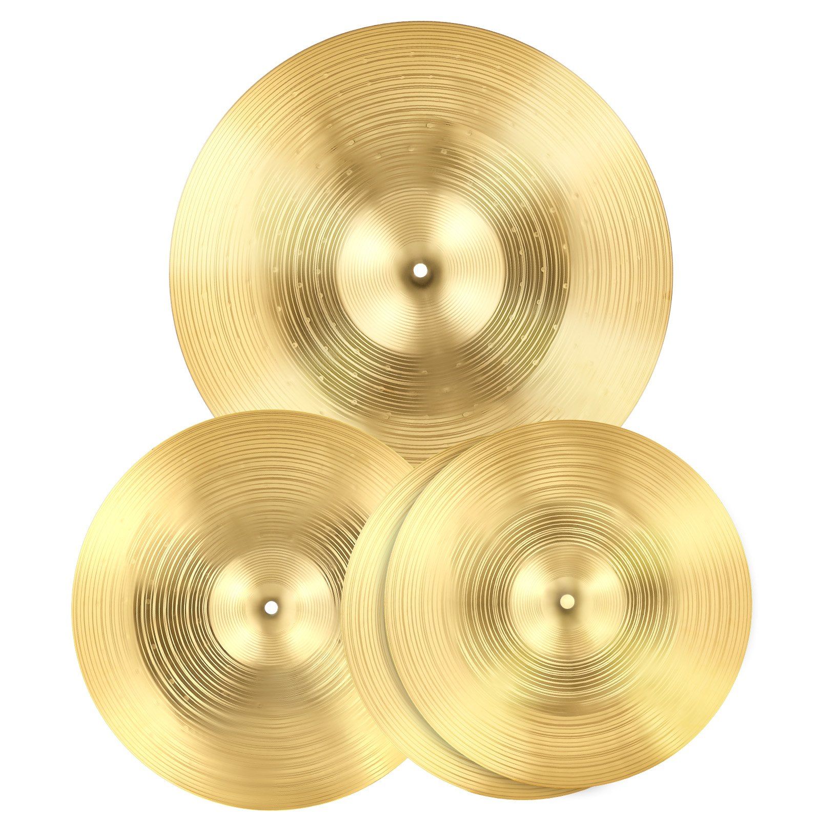 Cymbal Pack, 3 Pieces Cymbals for Drum Set, Alloy Cymbals Drum Set Includes 35.5 cm Hi-Hats, 40 cm Crash, 50.5 cm Ride, Drumsticks & Cymbal Bag, Alloy Cymbal Pack for Drummer, Bright Copper - Image 1