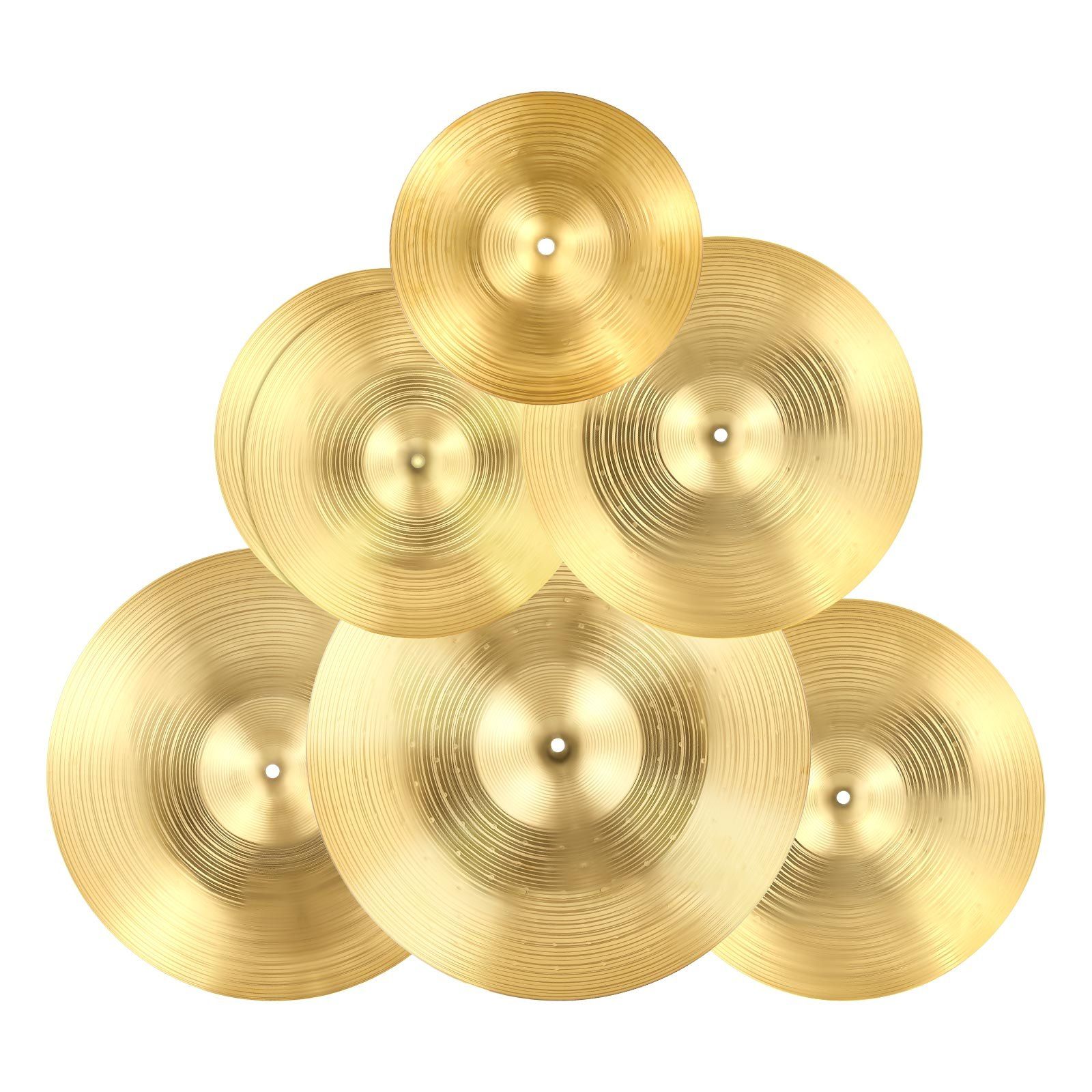Cymbal Pack, 6 Pieces Cymbals for Drum Set, Alloy Cymbals Drum Set Includes 35.5 cm Hi-Hats, 40 cm Crash, 45.5 cm Crash, 50.5 cm Ride, 25.4 cm Splash, 40 cm China, Drumsticks & Cymbal Bag - Image 1