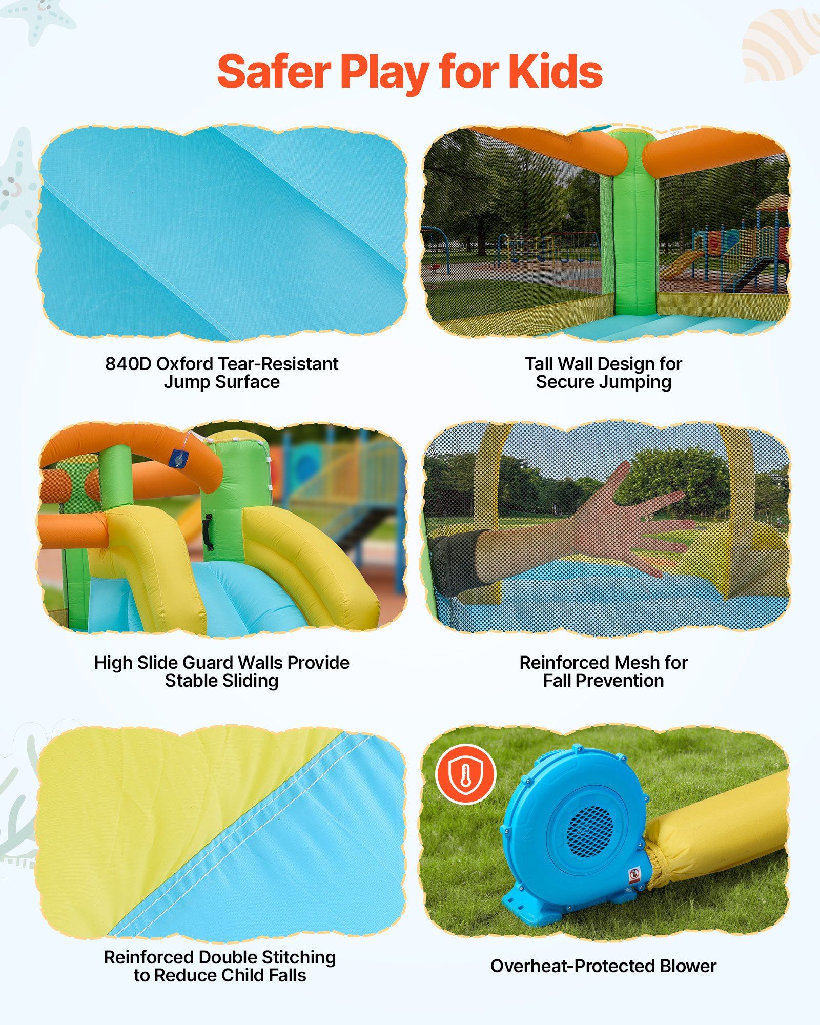 Inflatable Bounce House, 3.82 x 3.98 x 1.97 m Inflatable Bounce House Water Slide, Bouncer Castle with Castle Bounces, Basketball Hoop, Splash Pool & Water Ring Toss, for 3 to 4 Kids Ages 3 to 8 - Image 5