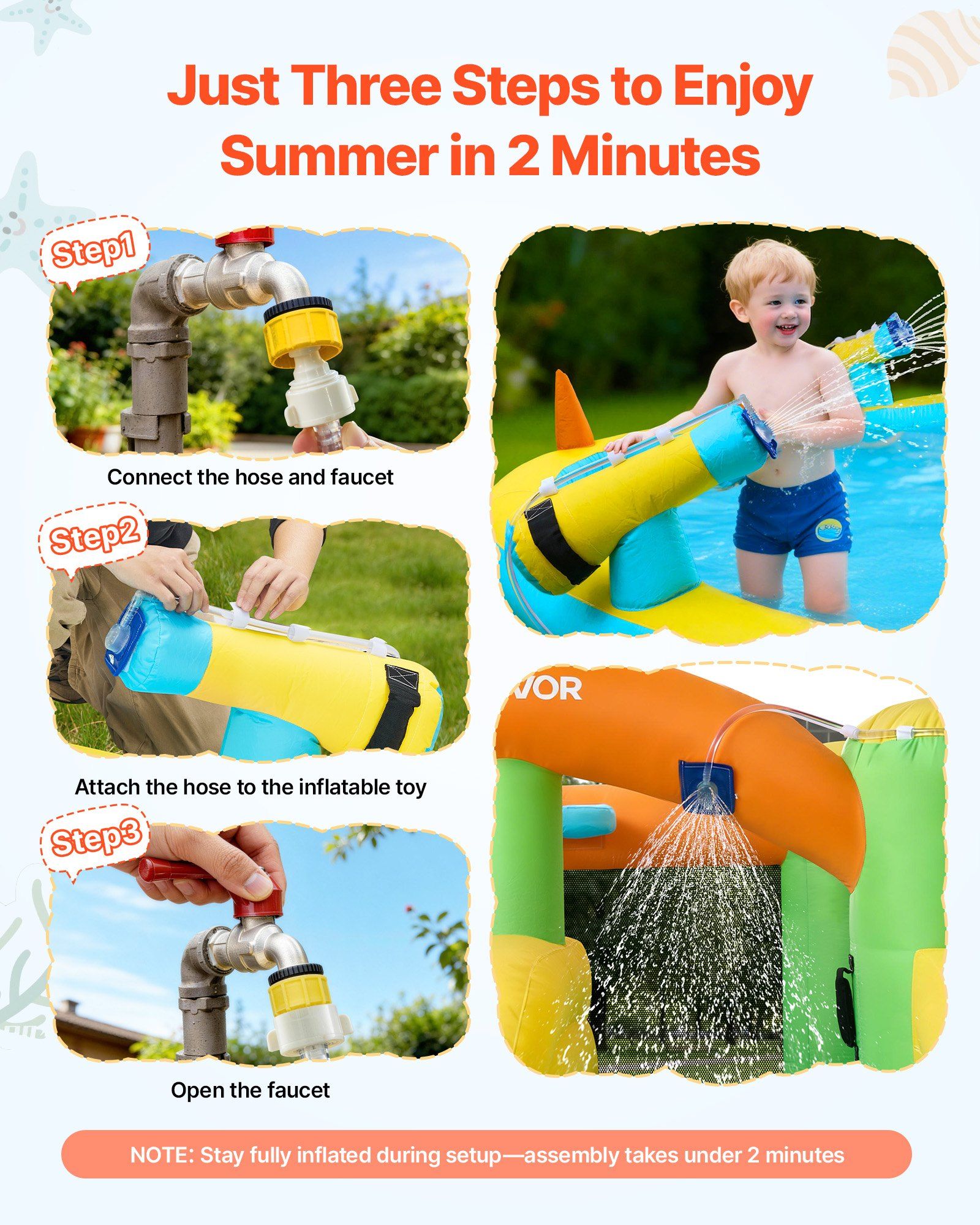 Inflatable Bounce House, 3.82 x 3.98 x 1.97 m Inflatable Bounce House Water Slide, Bouncer Castle with Castle Bounces, Basketball Hoop, Splash Pool & Water Ring Toss, for 3 to 4 Kids Ages 3 to 8 - Image 6