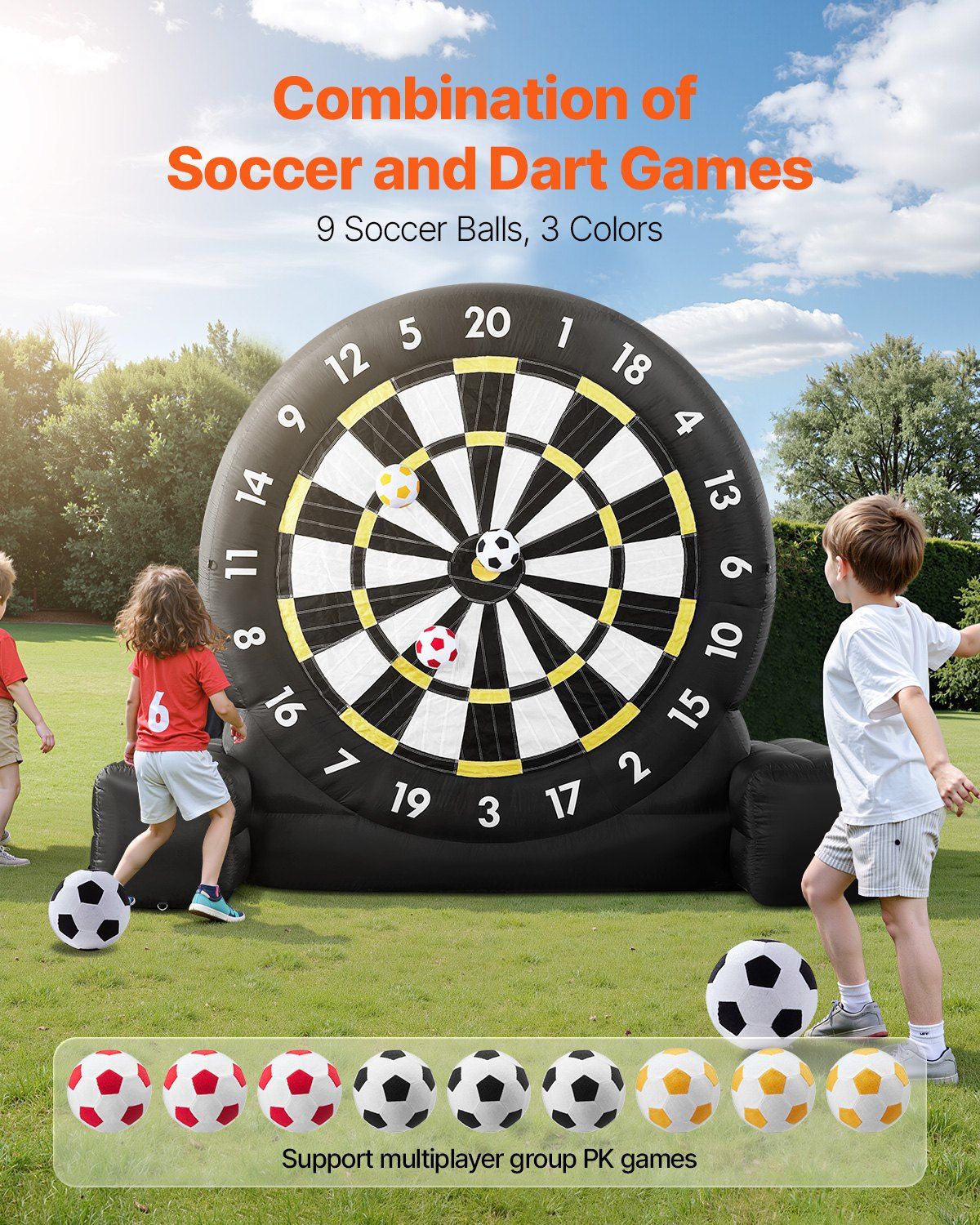 Inflatable Soccer Dart Board, over 2.5 m High Giant Soccer Dart Board with 9 Kick Balls & Air Pump, 2-Minutes Setup & Storage Bag for Easy Carrying, for Giant Yard Games, Giant Kick Darts Game - Image 2