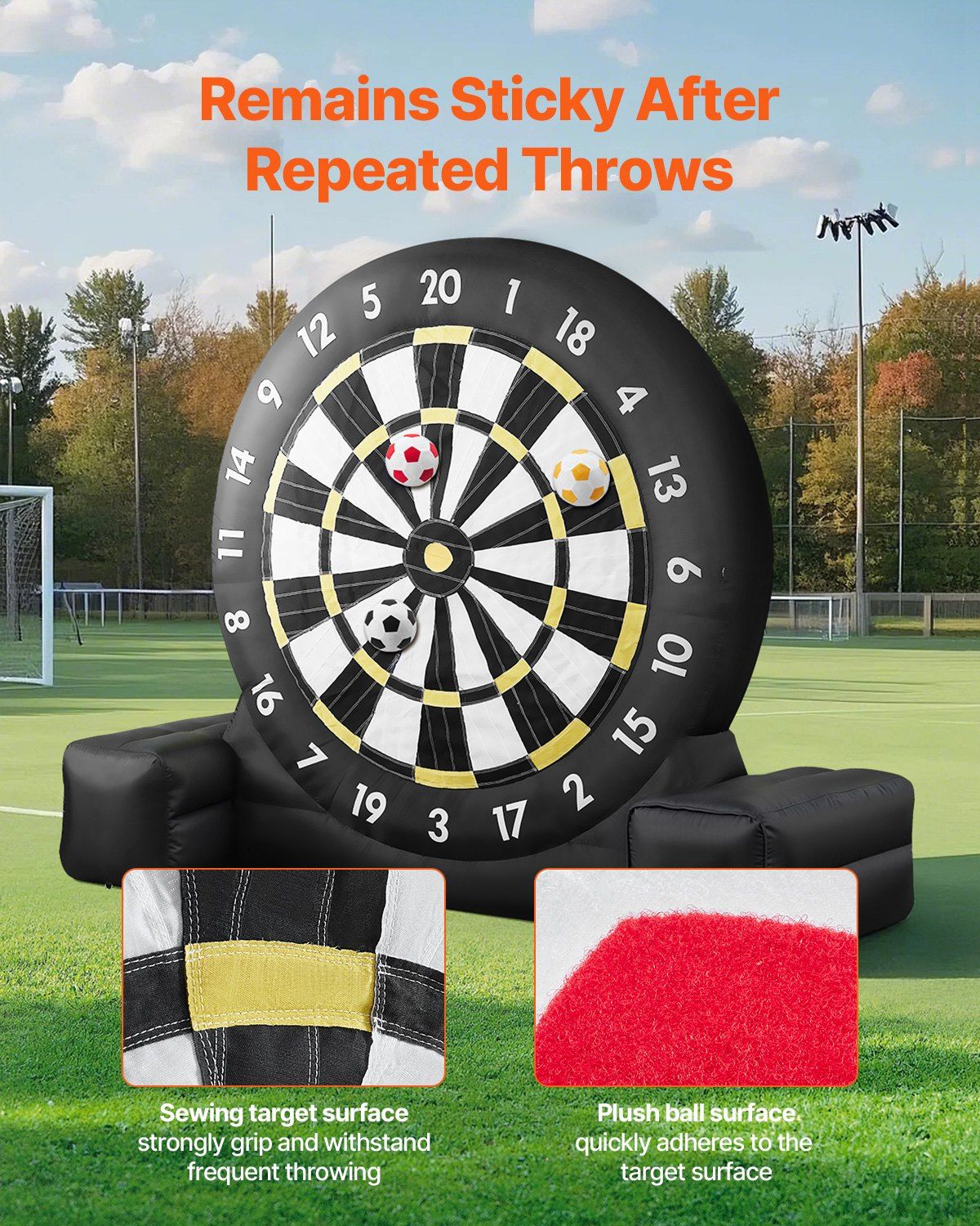 Inflatable Soccer Dart Board, over 2.5 m High Giant Soccer Dart Board with 9 Kick Balls & Air Pump, 2-Minutes Setup & Storage Bag for Easy Carrying, for Giant Yard Games, Giant Kick Darts Game - Image 6