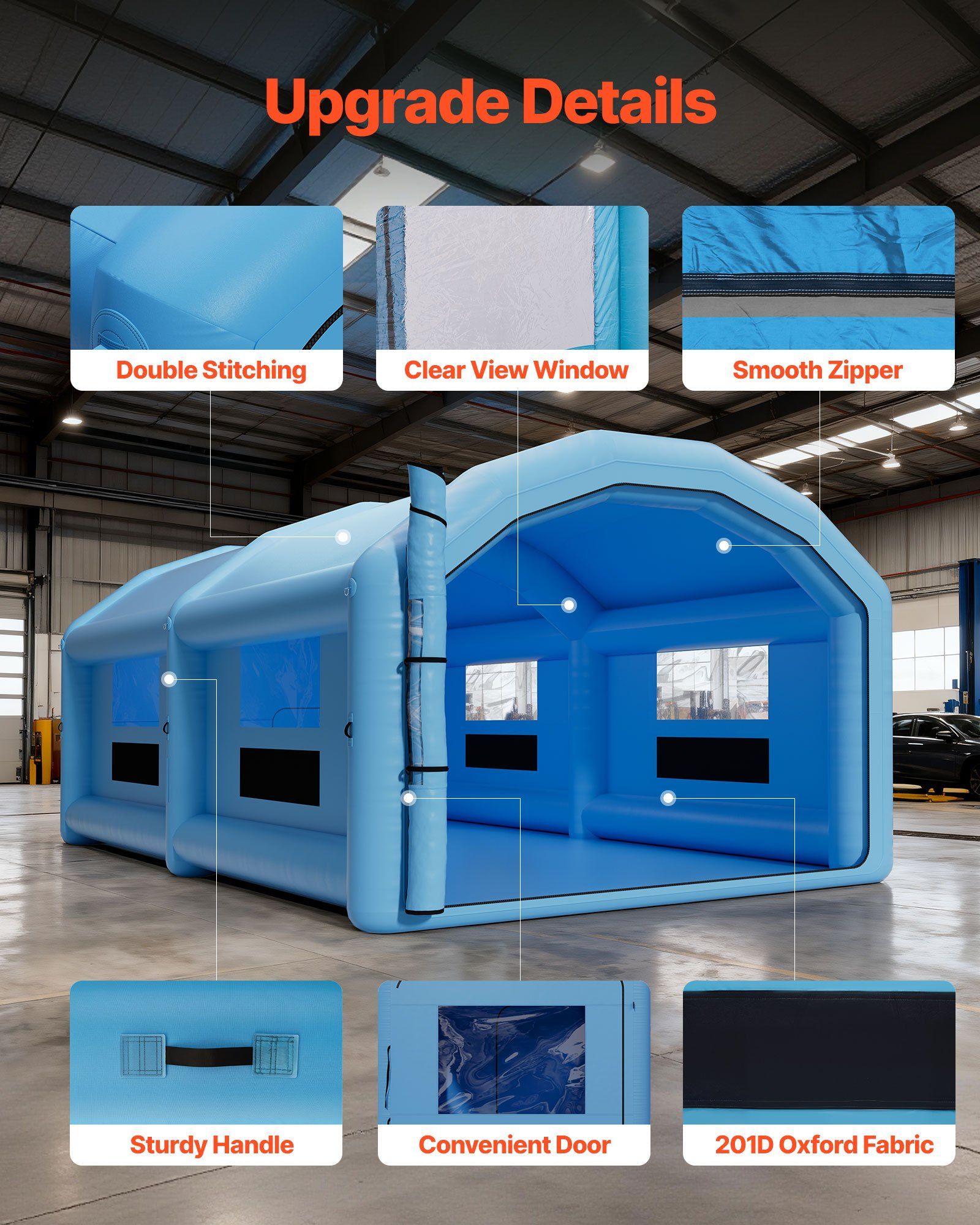 Inflatable Paint Booth, 10 x 6 x 4 m, Inflatable Spray Booth with 950W and 1100W Blowers and Air Filter System, Round Roof, for Painting Car, Truck, Furniture, and Automotive Sheet Metal - Image 6