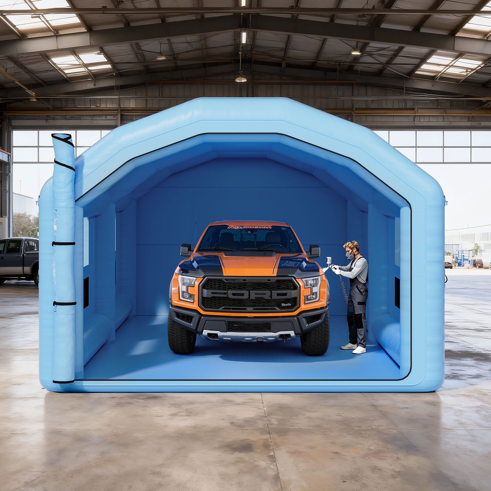 Inflatable Paint Booth, 10 x 6 x 4 m, Inflatable Spray Booth with 950W and 1100W Blowers and Air Filter System, Round Roof, for Painting Car, Truck, Furniture, and Automotive Sheet Metal - Image 8