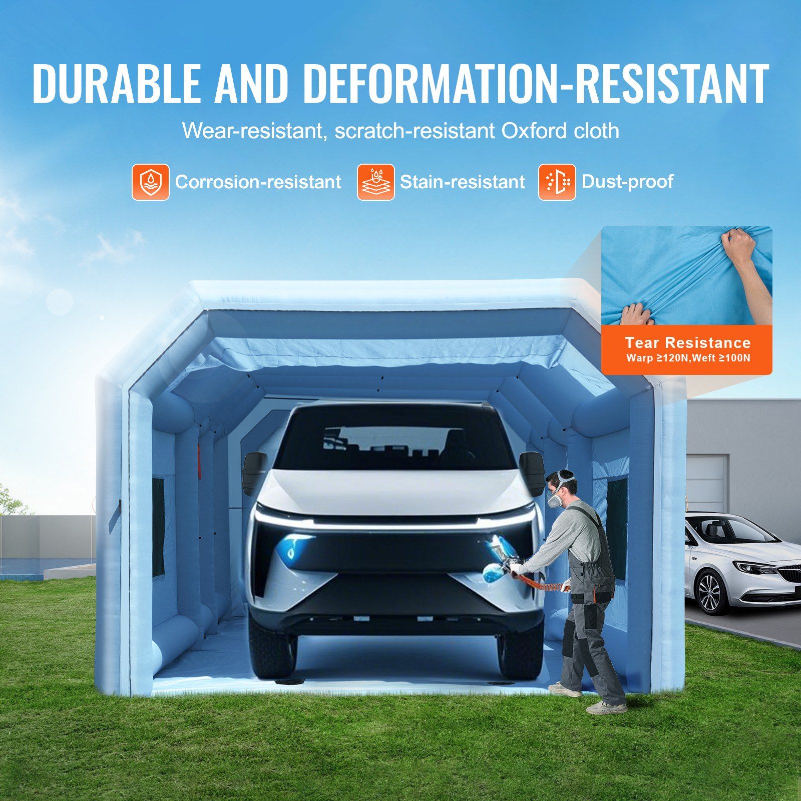 Inflatable Paint Booth, 32.8 x 21 x 14.8 ft Inflatable Spray Booth, with 1100W+750W Powerful Blowers and Air Filter System, Portable Car Paint Booth for Large Truck, Large Van, Large Machinery - Image 4