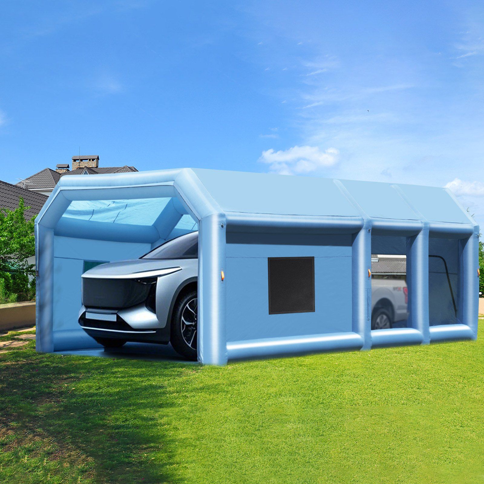 Inflatable Paint Booth, 32.8 x 21 x 14.8 ft Inflatable Spray Booth, with 1100W+750W Powerful Blowers and Air Filter System, Portable Car Paint Booth for Large Truck, Large Van, Large Machinery - Image 8