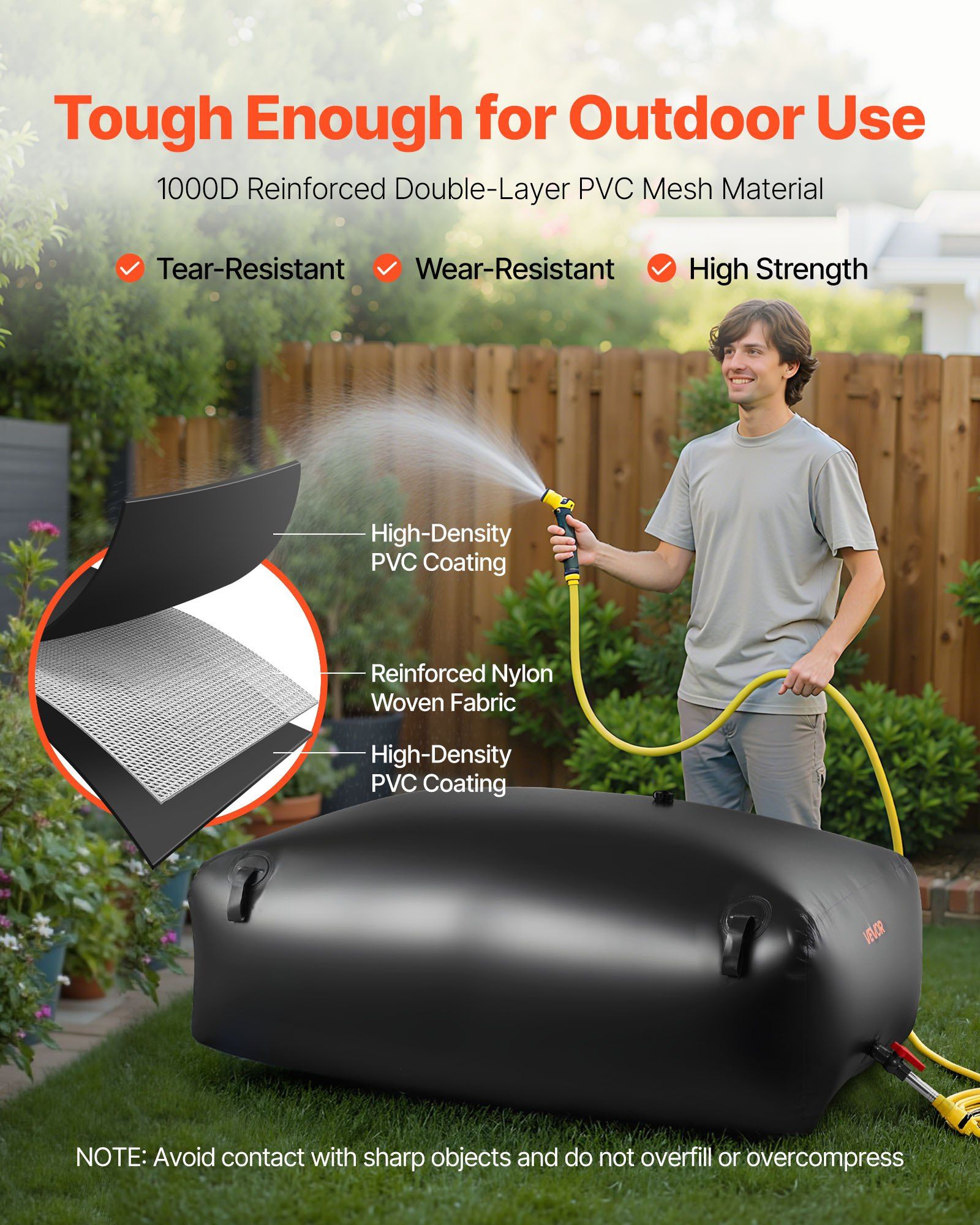 Water Storage Bladder 540L Large Capacity Water Bag, Portable & Collapsible Soft Waters Container, Leakproof & Tear-Resistant PVC Emergency Waters Storage Tank for RV Truck & Outdoor Use - Image 3