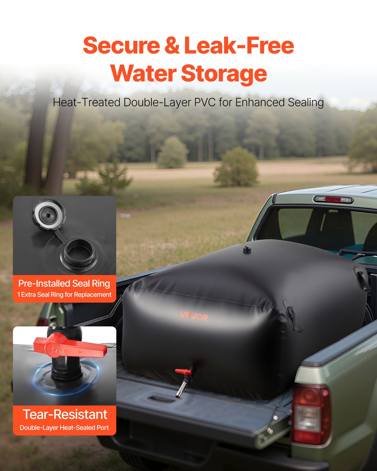 Water Storage Bladder 540L Large Capacity Water Bag, Portable & Collapsible Soft Waters Container, Leakproof & Tear-Resistant PVC Emergency Waters Storage Tank for RV Truck & Outdoor Use - Image 4