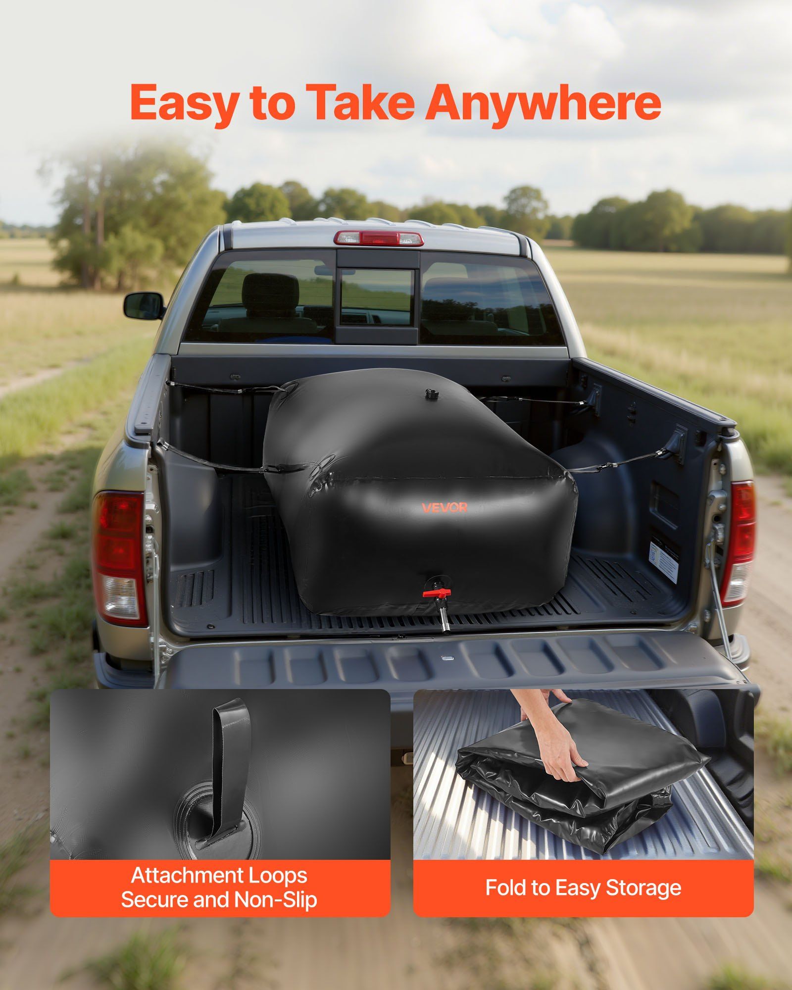 Water Storage Bladder 540L Large Capacity Water Bag, Portable & Collapsible Soft Waters Container, Leakproof & Tear-Resistant PVC Emergency Waters Storage Tank for RV Truck & Outdoor Use - Image 6