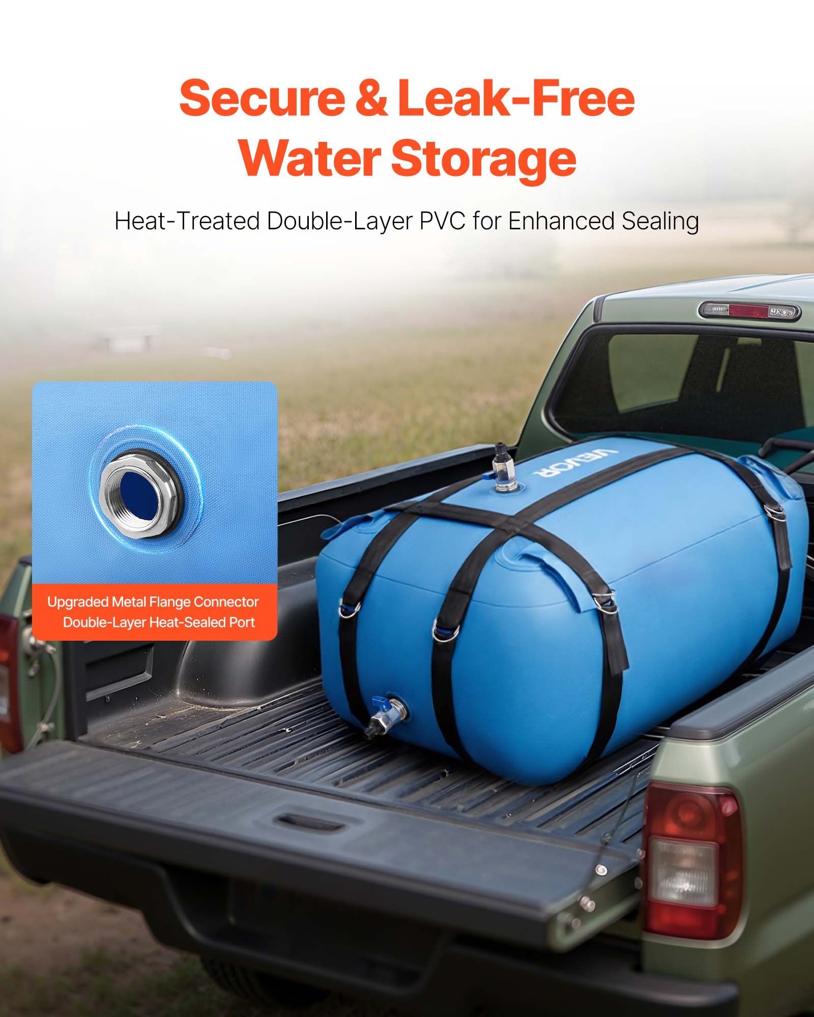 Water Storage Bladder, 132L Large Capacity TPU Soft Water Bag, Portable & Collapsible Water Storage Containers, Leakproof & Wear-Resistant RV Waters Tank for Camping Irrigation Outdoor Use - Image 4