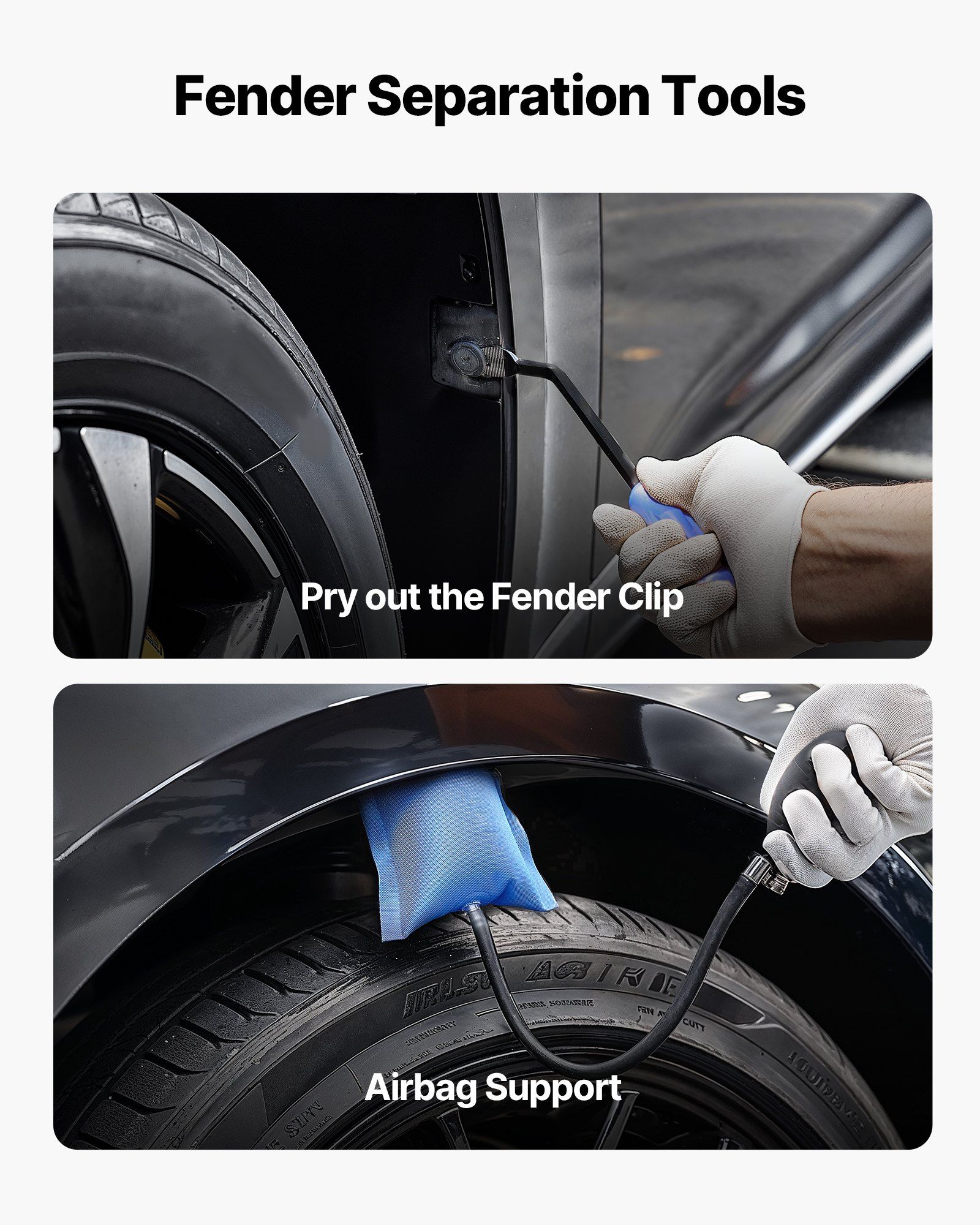 Dent Puller Kit, Paintless Car Dent Removal Tool, Auto Fender Damage Repair Puller Lifter with Curved Rod, Crowbar, Rubber Hammer, Airbag, Detachable & Repair Pens, Replacement Heads Tools Kit - Image 6