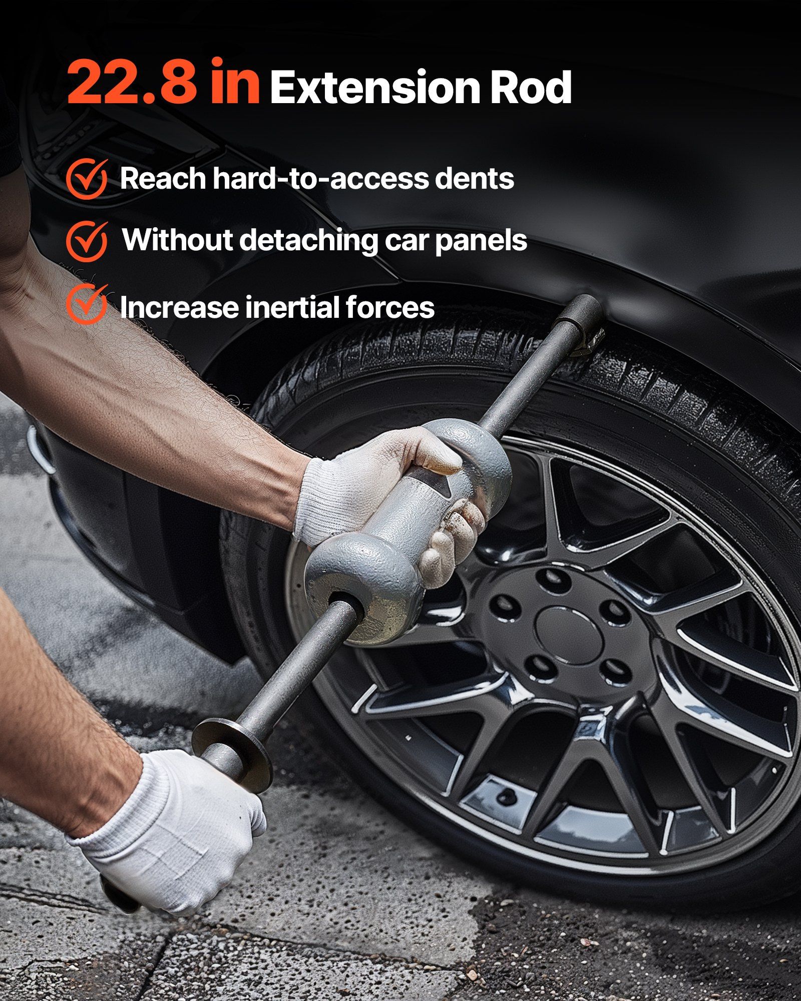 Dent Puller Kit, 4.54 kg 13-in-1 Slide Hammer Dent Removal Kit, Heavy-Duty Auto Body Truck Repair Automotive Damage Remover Tool Repair Frame with Carrying Case, Extension Rod, Non-Slip Handle - Image 5