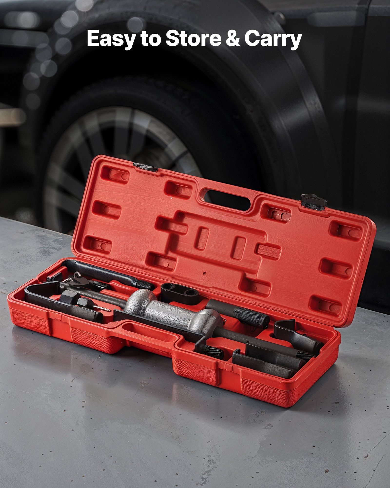 Dent Puller Kit, 4.54 kg 13-in-1 Slide Hammer Dent Removal Kit, Heavy-Duty Auto Body Truck Repair Automotive Damage Remover Tool Repair Frame with Carrying Case, Extension Rod, Non-Slip Handle - Image 7