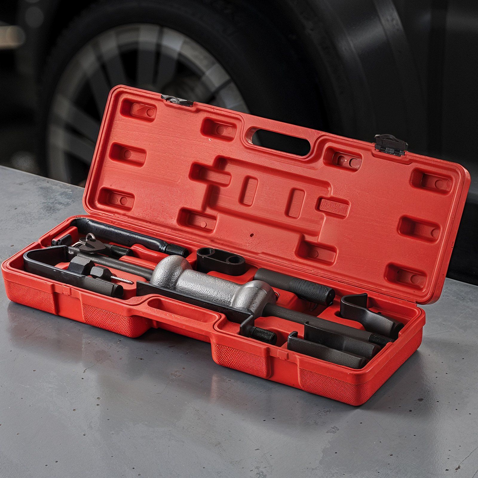Dent Puller Kit, 4.54 kg 13-in-1 Slide Hammer Dent Removal Kit, Heavy-Duty Auto Body Truck Repair Automotive Damage Remover Tool Repair Frame with Carrying Case, Extension Rod, Non-Slip Handle - Image 8
