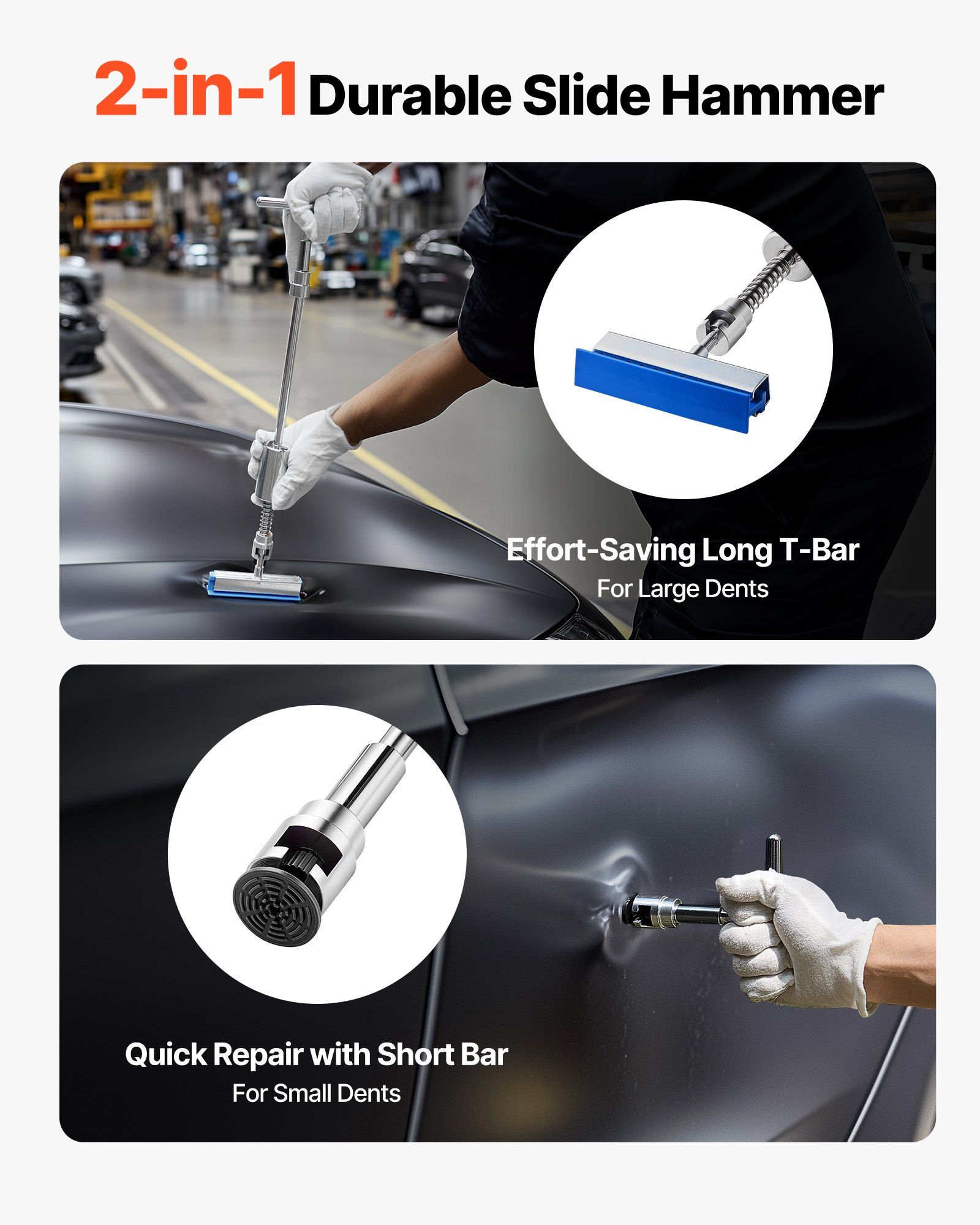 Dent Puller Kit, 100 PCS Paintless Dent Removal Kit with Golden Lifter, Bridge Puller, Slide Hammer T-Bar, Glue Gun, Auto Body Hail Damage Remover Tools for Car Refrigerator Door Ding Repair - Image 3