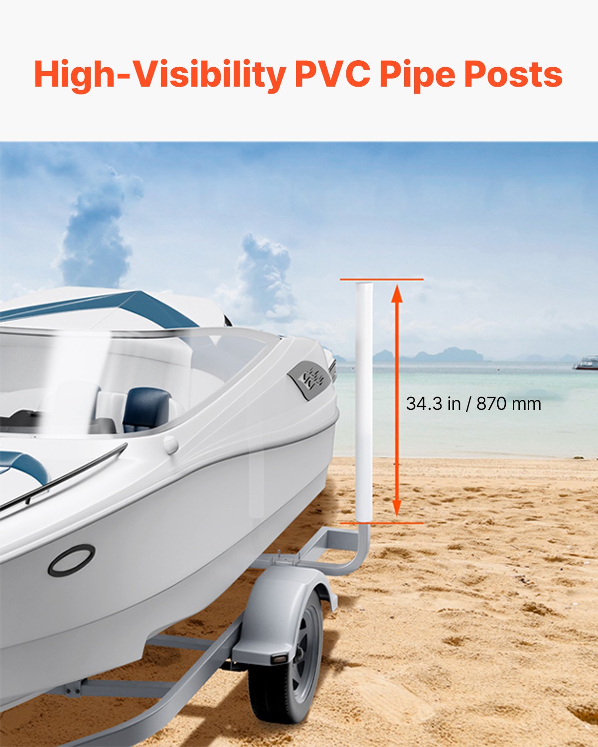 Boat Trailer Guide, 1016mm Adjustable Design Trailer Guide Poles, 2PCS High-Hardness Steel Trailer Guide-Ons, Trailer Guides with PVC Pipe Posts, for Ski Boat, Fishing Boat or Sailboat Trailer - Image 5