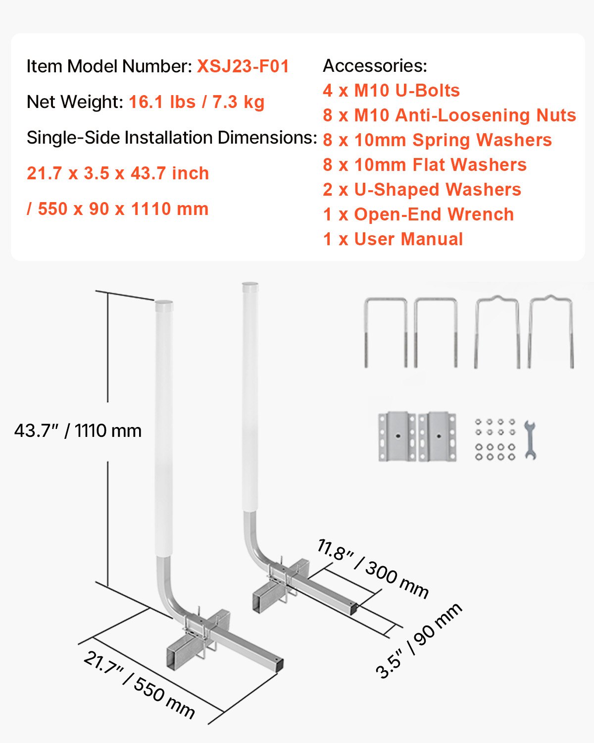 Boat Trailer Guide, 1016mm Adjustable Design Trailer Guide Poles, 2PCS High-Hardness Steel Trailer Guide-Ons, Trailer Guides with PVC Pipe Posts, for Ski Boat, Fishing Boat or Sailboat Trailer - Image 7