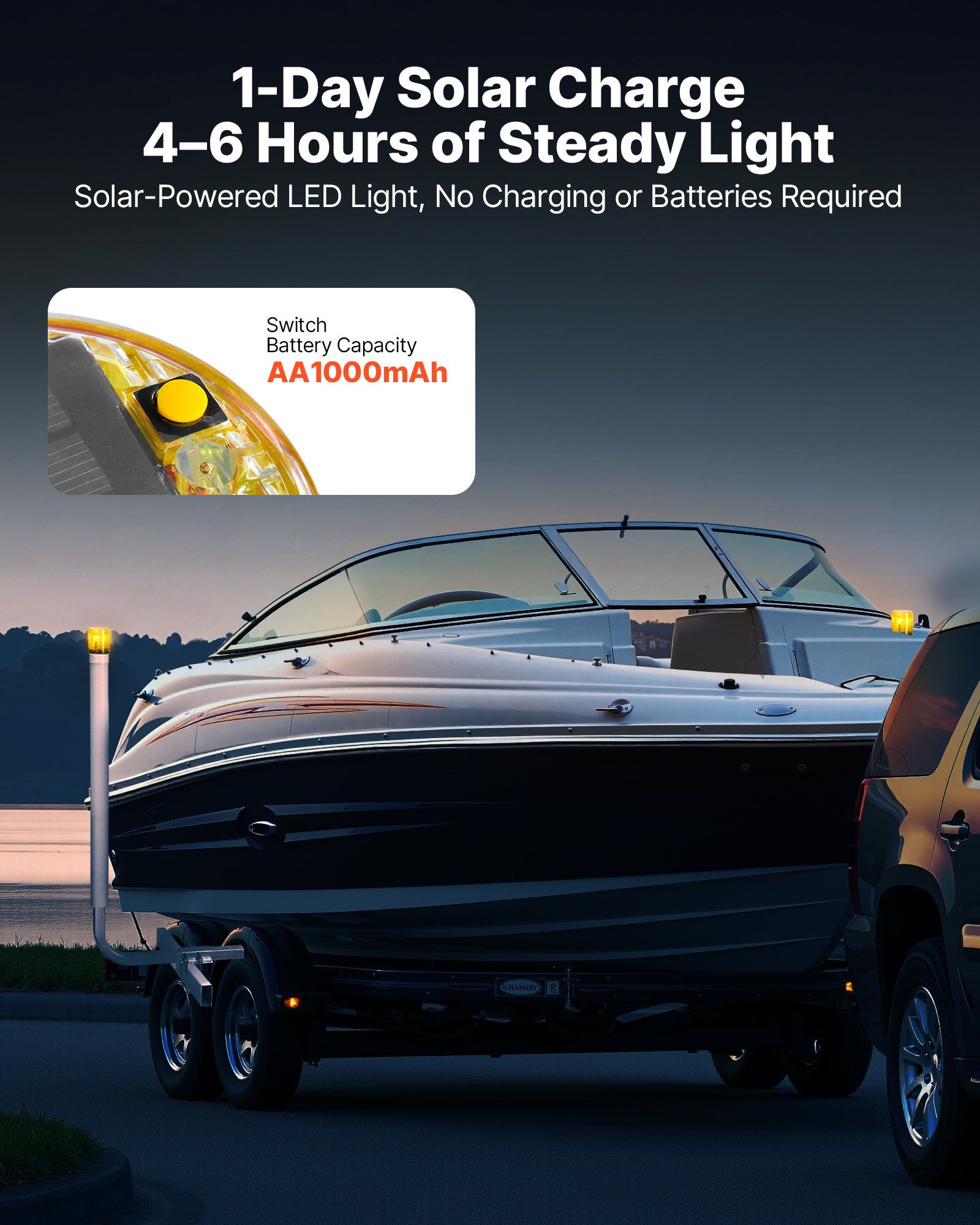 Boat Trailer Guide, 1175mm with LED Light Trailer Guide Poles, 2PCS High-Hardness Steel Guide-Ons, Wide Adjustable Trailers Guides with PVC Pipes, for Ski Boat, Fishing Boat or Sailboat Trailers - Image 3