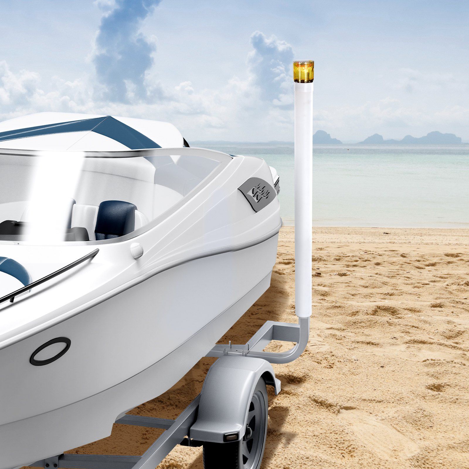 Boat Trailer Guide, 1175mm with LED Light Trailer Guide Poles, 2PCS High-Hardness Steel Guide-Ons, Wide Adjustable Trailers Guides with PVC Pipes, for Ski Boat, Fishing Boat or Sailboat Trailers - Image 8