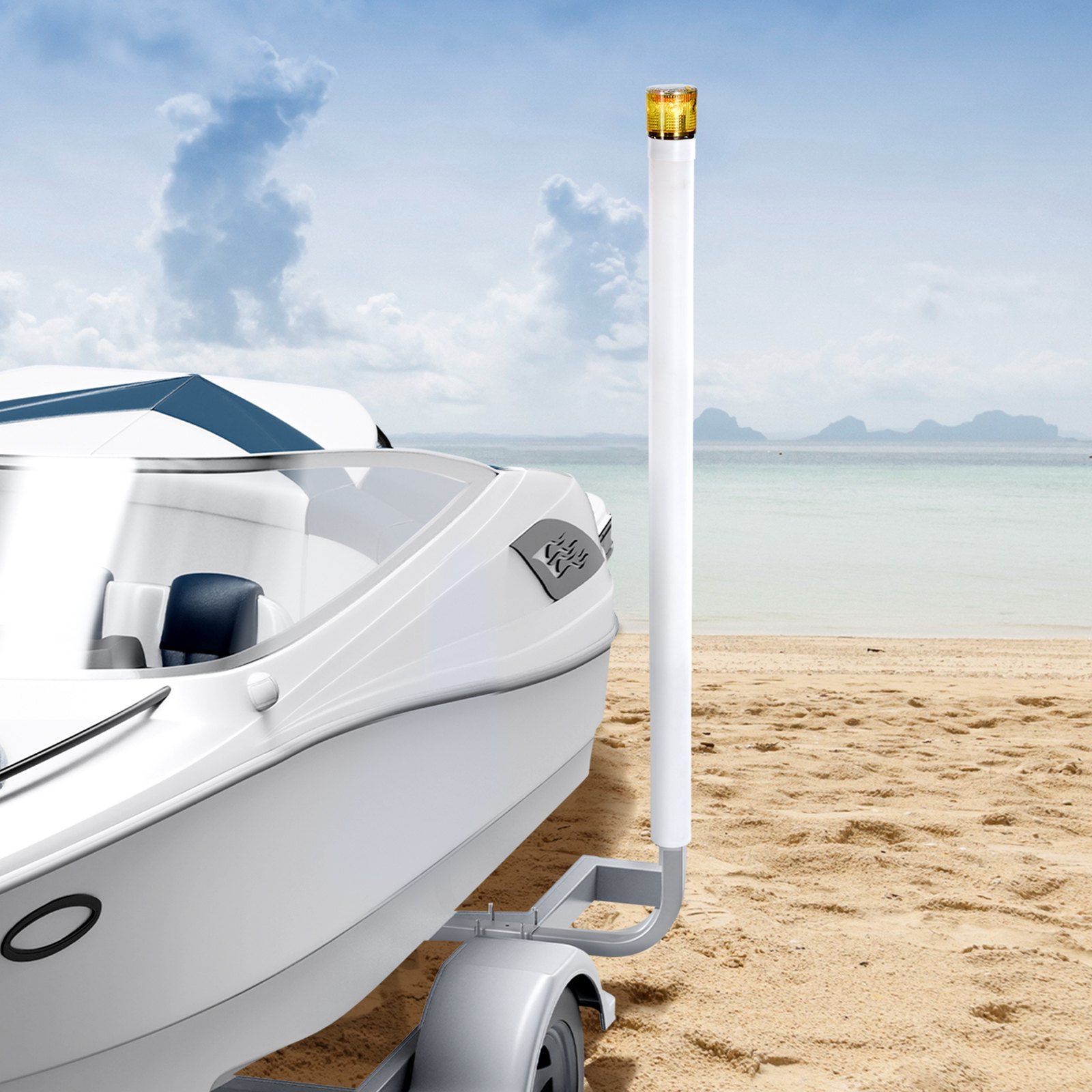 Boat Trailer Guide, 1670mm with LED Light Trailer Guide Poles, 2PCS High-Hardness Steel Guide-Ons, Wide Adjustable Trailers Guides with PVC Pipes, for Ski Boat, Fishing Boat, Sailboat Trailers - Image 8