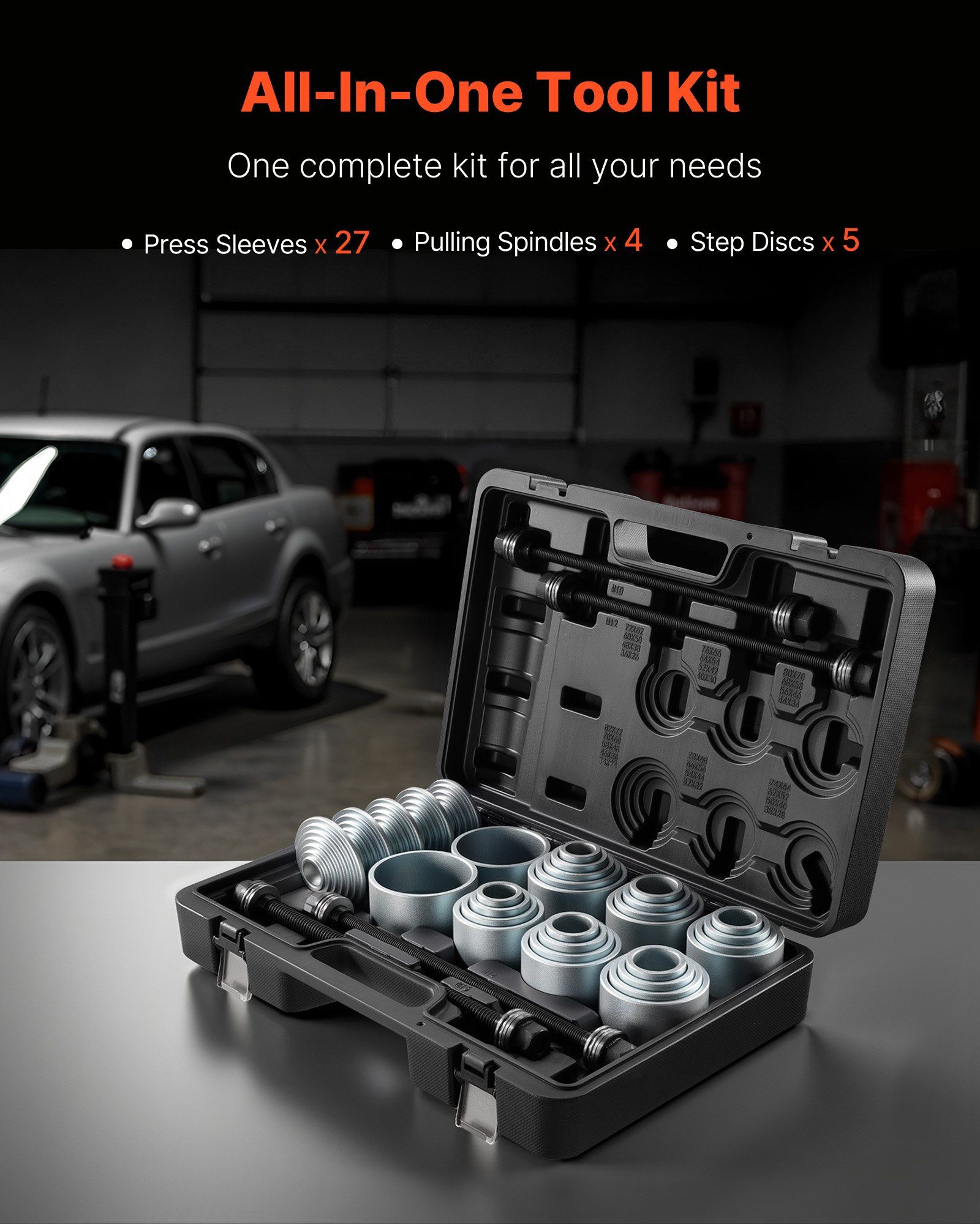 Pull and Press Sleeve Kit, 36 PCS, Steel Bush Removal Insertion Sleeve Tools with Carrying Case, Compatible with LCV and HGV Engines, for Removing and Installing Bushings, Bearings, and Seals - Image 5