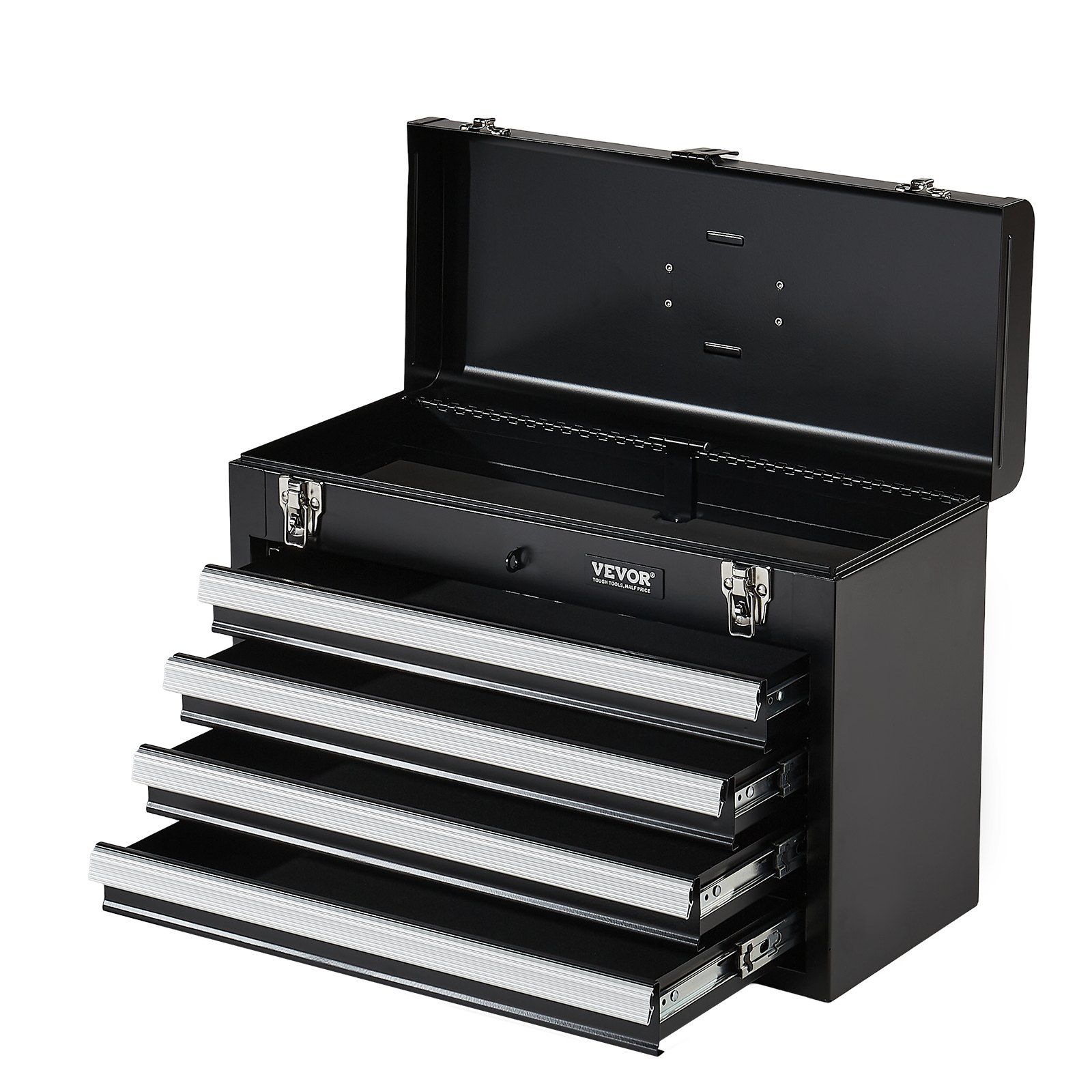 Metal Tool Box, 20.5-inch, Portable Metal Tool Box with 4 Drawers, Small Tool Chest with EVA Liners, Ball Bearing Slide Drawers Locking & Powder Coated Finish, Multi-Function Tool Organizer - Image 1