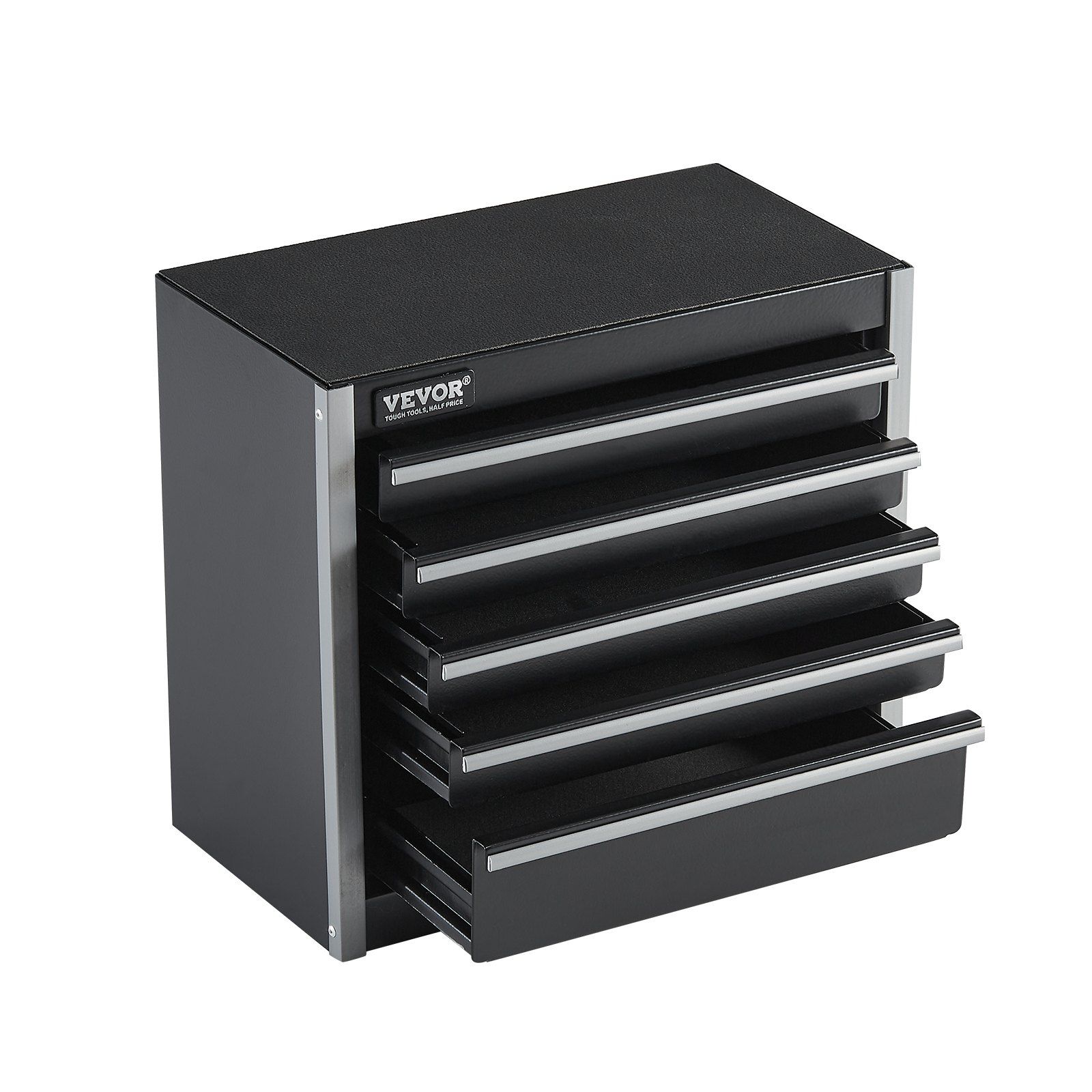 Metal Tool Box, 8.6-inch, Portable Metal Tool Box with 5 Drawers, Small Tool Chest with EVA Liners and PP Feet Pads, Heavy-Duty Steel With Ball Bearing Opening and Powder Coated Finish, Black - Image 1