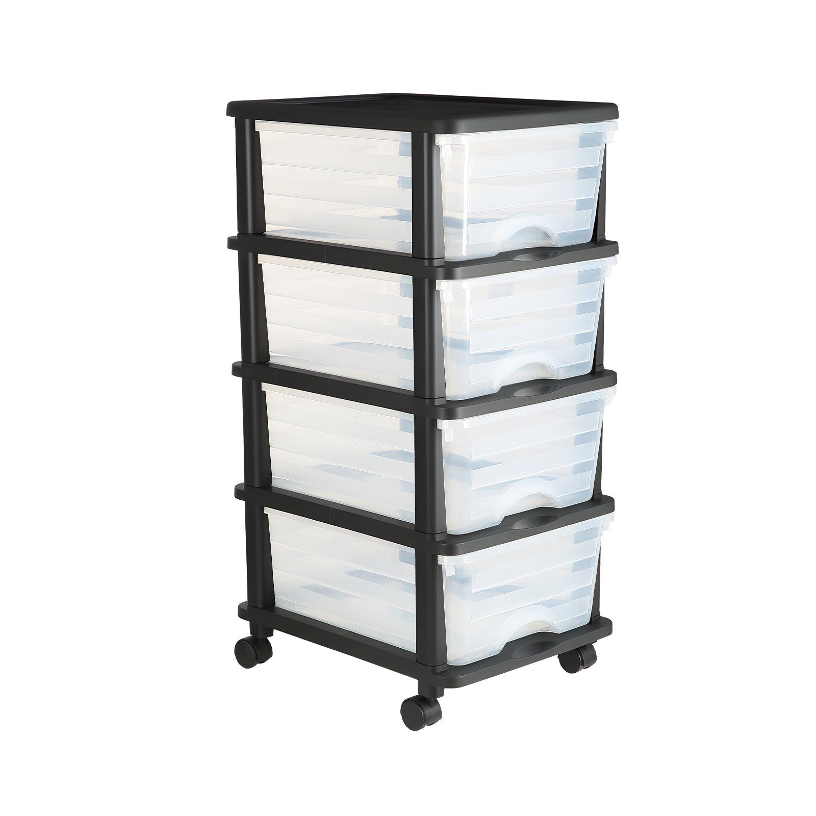 Plastic Storage Drawers Cart, 4 Drawers Storage Organizer with Wheels, Rolling Closet Organization and Storage Dividers, Dresser Organizer Clear Bins for Office Supplies, Craft Rooms, Classrooms - Image 1