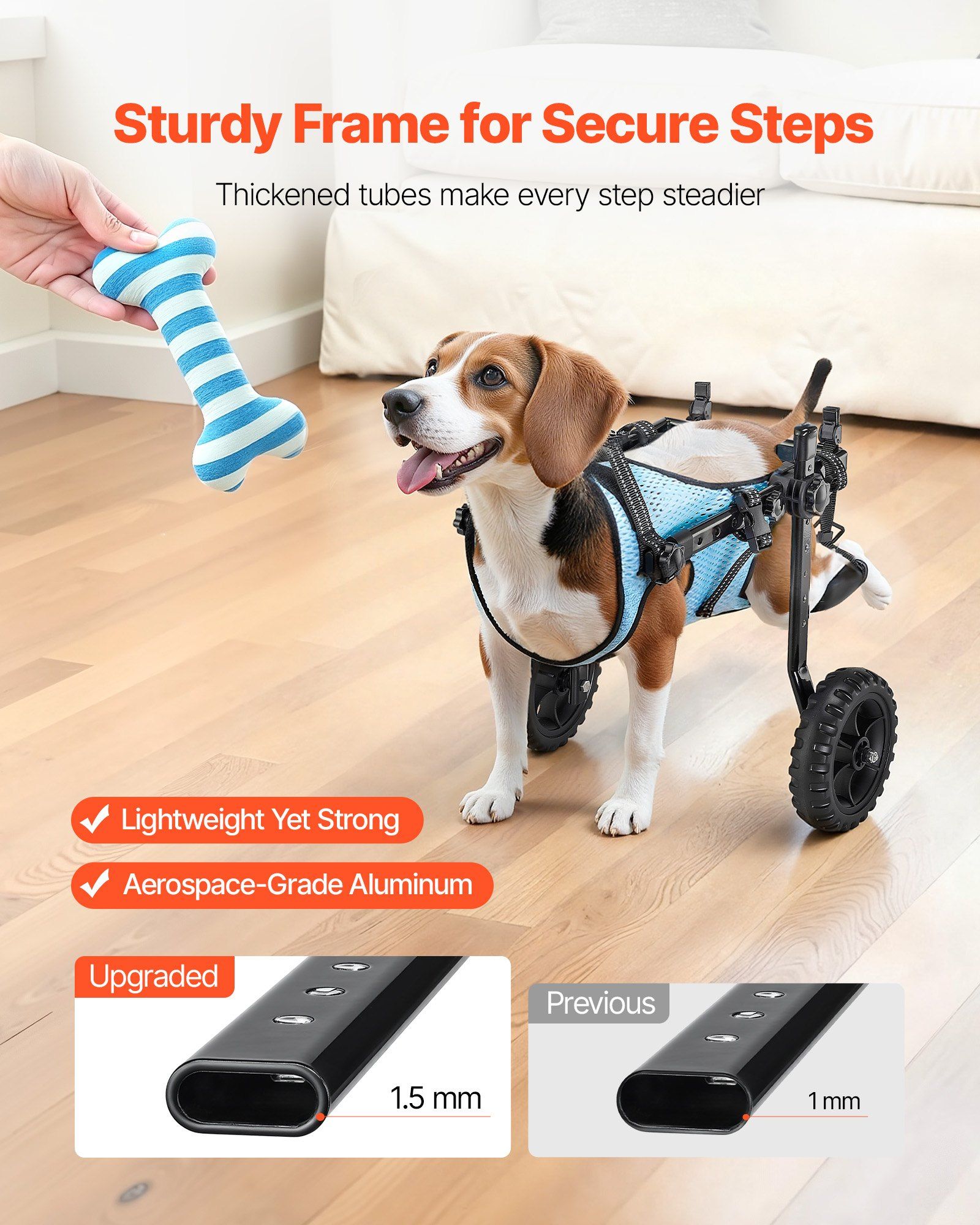 Dog Wheelchair for Back Legs, Adjustable 2 Wheels Pet Wheelchair, Lightweight  Dog Cart with Shock-Absorbing Wheels, Mobility Support Wheel Chair for Disabled Injured Dogs up to 10kg, Small - Image 4