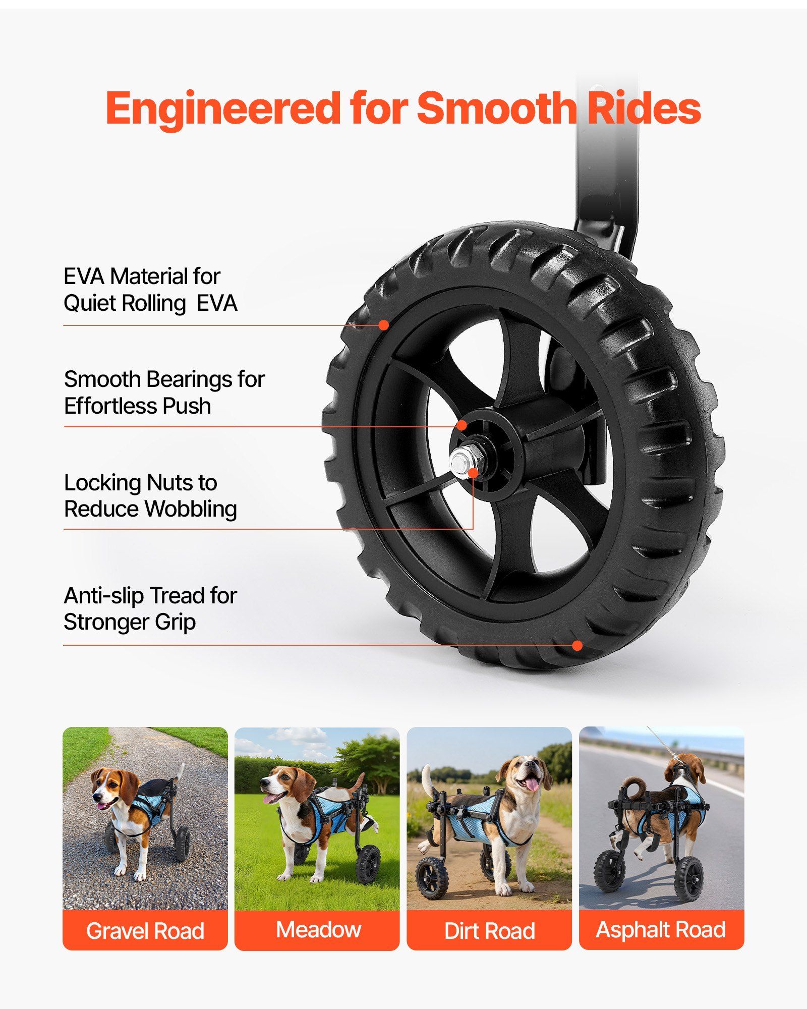 Dog Wheelchair for Back Legs, Adjustable 2 Wheels Pet Wheelchair, Lightweight  Dog Cart with Shock-Absorbing Wheels, Mobility Support Wheel Chair for Disabled Injured Dogs up to 10kg, Small - Image 6
