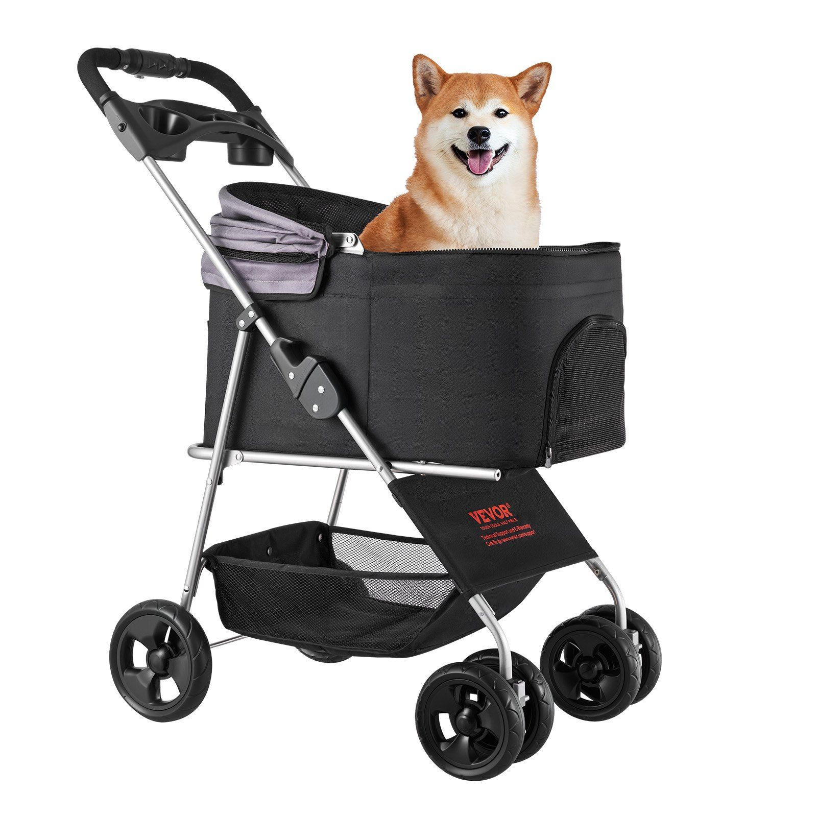 Pet Stroller, 16KG Weight Capacity, Foldable Dog Stroller Cart, 4 Wheels Cats Pram with Detachable Carrier & Mesh Windows, Portable Animal Carrier with Brake for Small to Medium Pets - Image 1