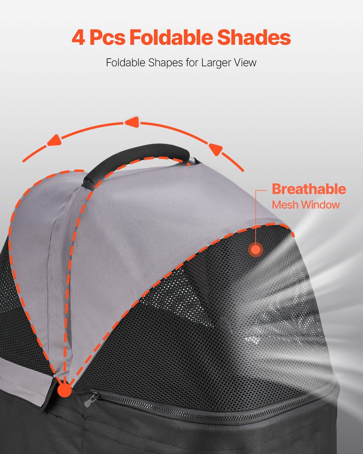 Pet Stroller, 16KG Weight Capacity, Foldable Dog Stroller Cart, 4 Wheels Cats Pram with Detachable Carrier & Mesh Windows, Portable Animal Carrier with Brake for Small to Medium Pets - Image 3
