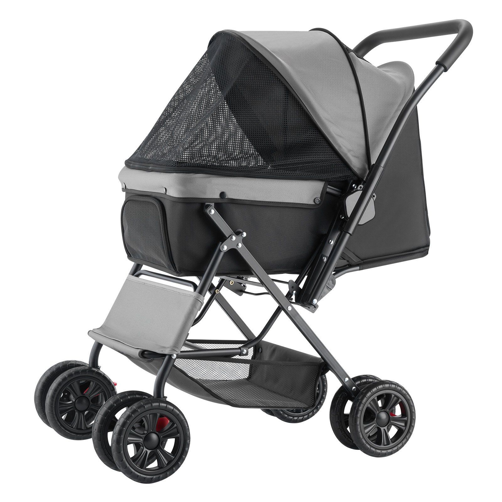 Pet Stroller, 20KG Weight Capacity, Foldable Dog Stroller Cart, 4 Wheels Cats Stroller with Mesh Windows & Revrsible Handle, Portable Pet Carrier Stroller with Brake, for Small to Medium Pets - Image 1