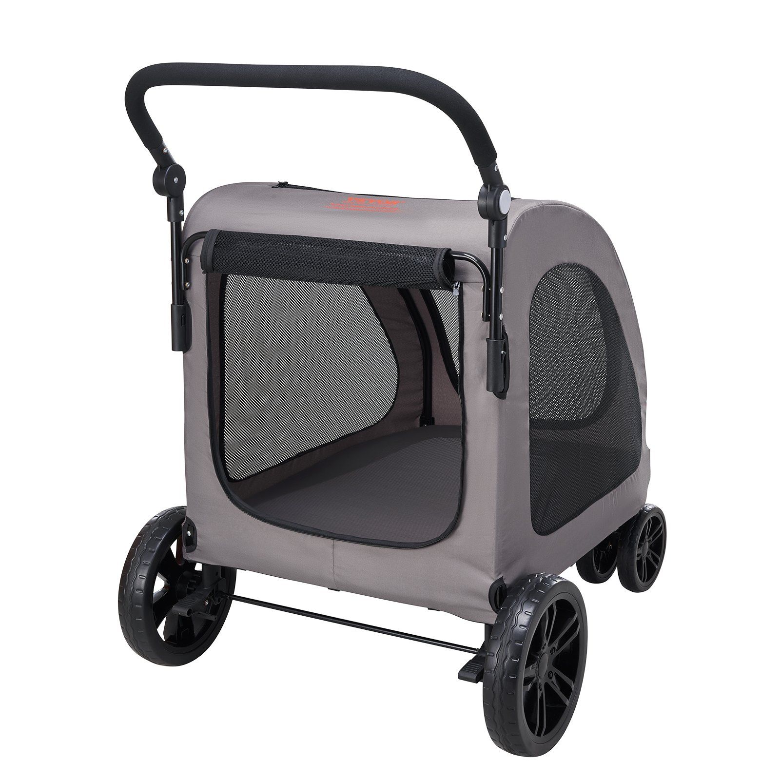 Pet Stroller, 4 Wheels Dog Stroller with Brakes, 160lbs Weight Capacity, Portable Puppy Stroller Carrier with Breathable Mesh Windows & Height-Adjustable Height, Animal Stroller for Cats & Dogs - Image 1