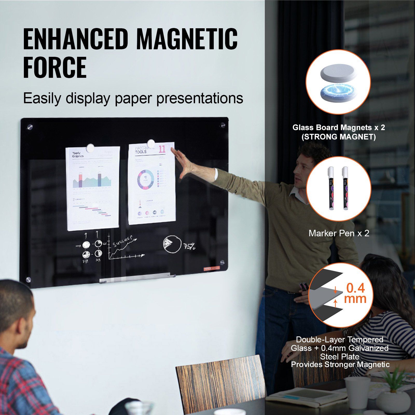 Magnetic Glass Whiteboard, Dry Erase Board 36