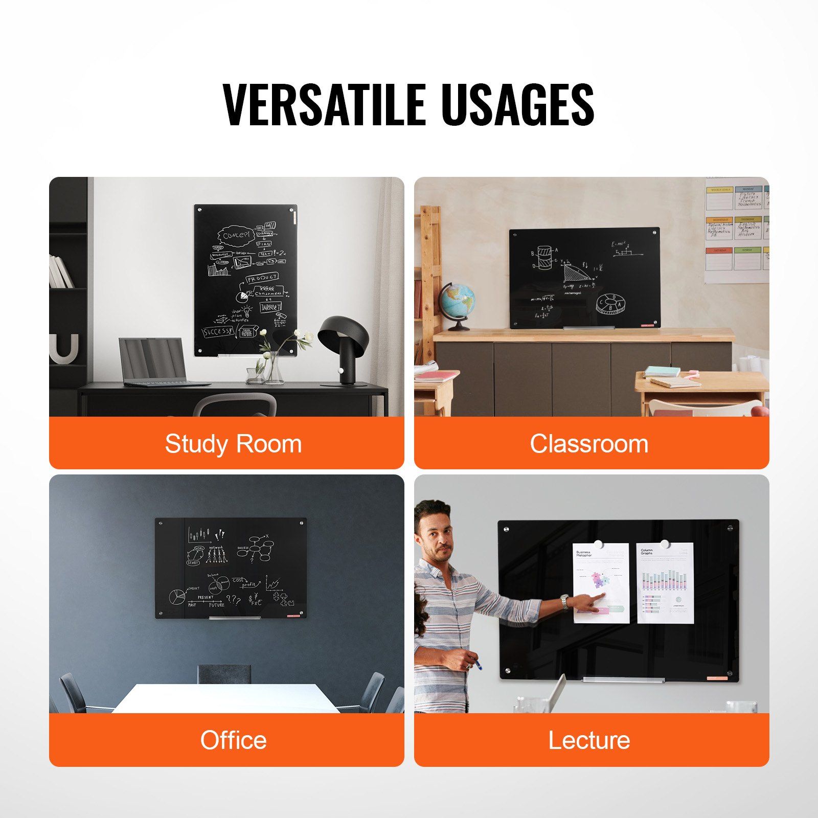 Magnetic Glass Whiteboard, Dry Erase Board 36