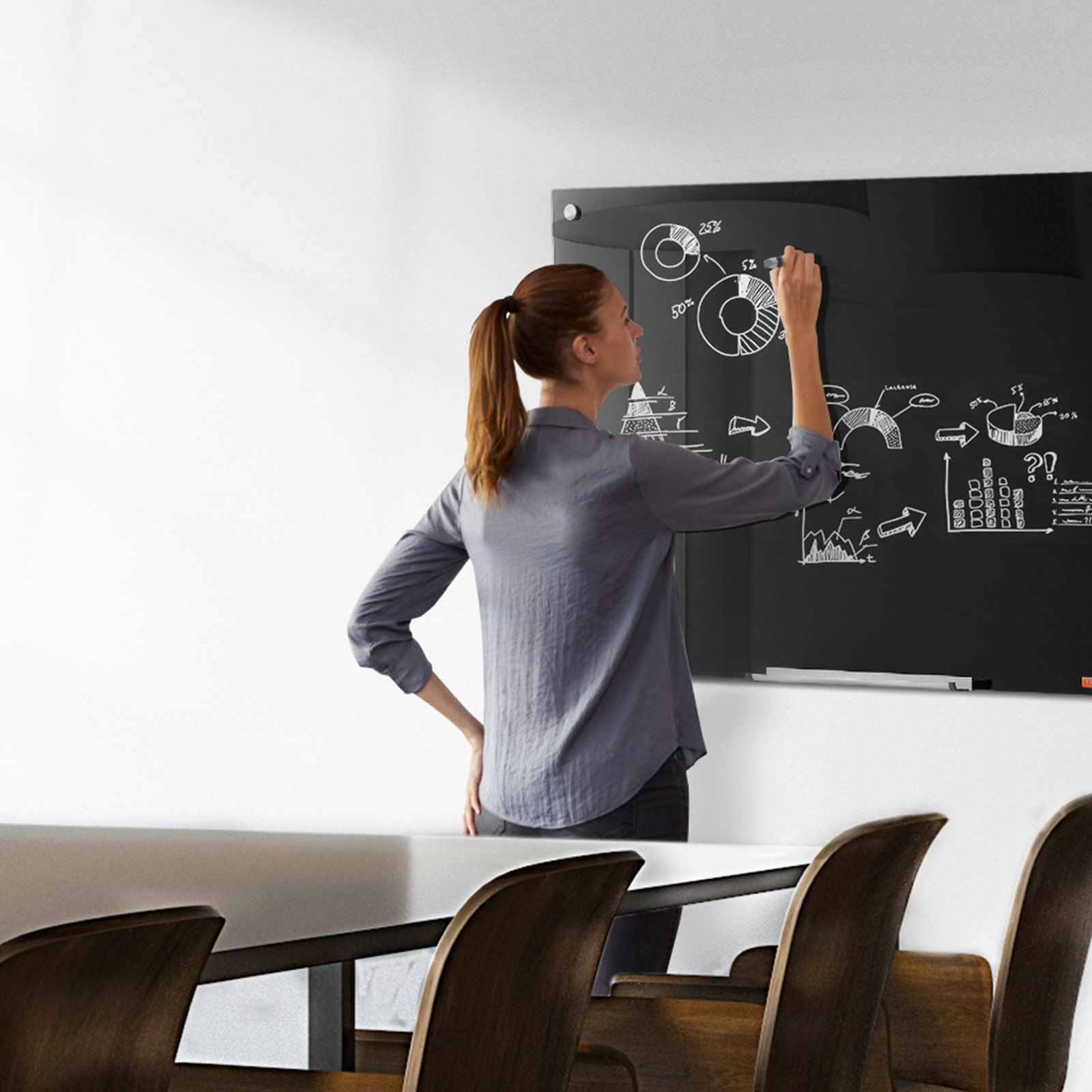 Magnetic Glass Whiteboard, Dry Erase Board 36