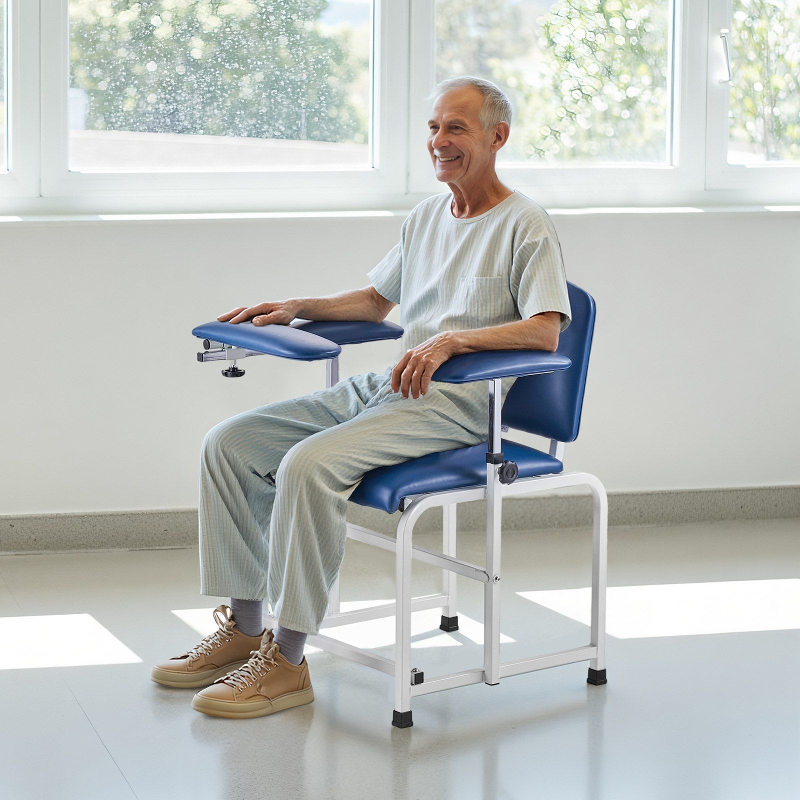 Phlebotomy Chair, Blood Draw Chair with Adjustable Armrests and Flip Arm, 181KG/400LBS Loading Blood Drawing Medical Chair with Soft Seat, Easy-to-Clean PVC Leather for Hospitals, Labs, Clinics - Image 8