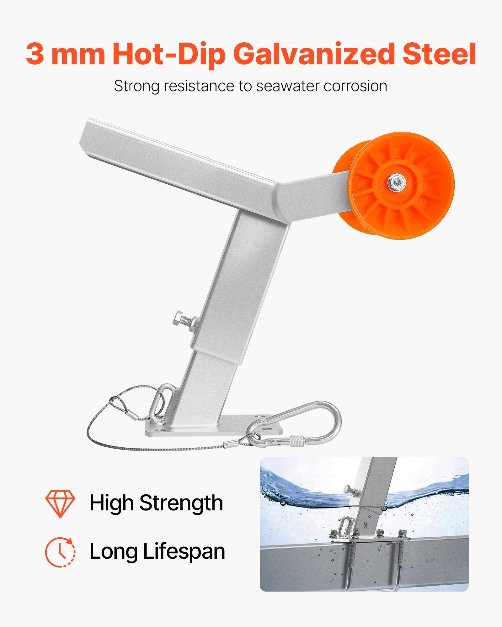 Boat Trailer Winch Stand with Roller, Adjustable Height 365-548 mm, Boat Winch Mount with U-Bolts for 50.8-76.2 mm W x 76.2-101.6 mm H Trailer Tongue, Fit for Jet Ski, Sailboat, Speedboat - Image 2