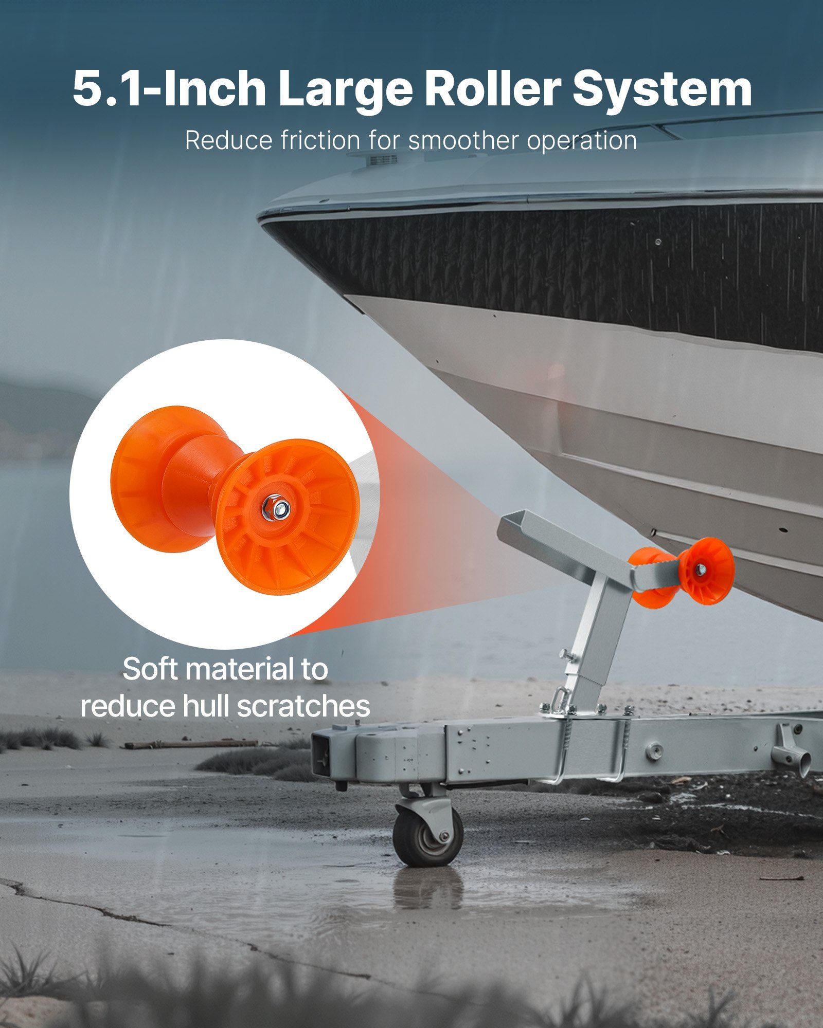 Boat Trailer Winch Stand with Roller, Adjustable Height 365-548 mm, Boat Winch Mount with U-Bolts for 50.8-76.2 mm W x 76.2-101.6 mm H Trailer Tongue, Fit for Jet Ski, Sailboat, Speedboat - Image 4