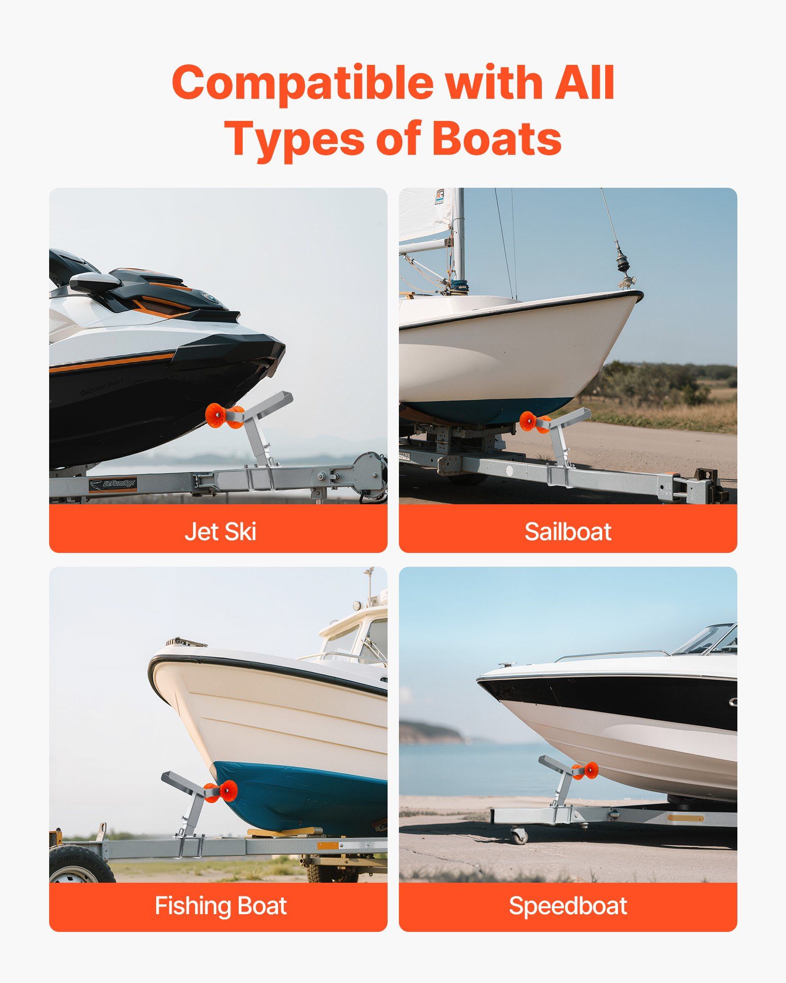 Boat Trailer Winch Stand with Roller, Adjustable Height 365-548 mm, Boat Winch Mount with U-Bolts for 50.8-76.2 mm W x 76.2-101.6 mm H Trailer Tongue, Fit for Jet Ski, Sailboat, Speedboat - Image 6