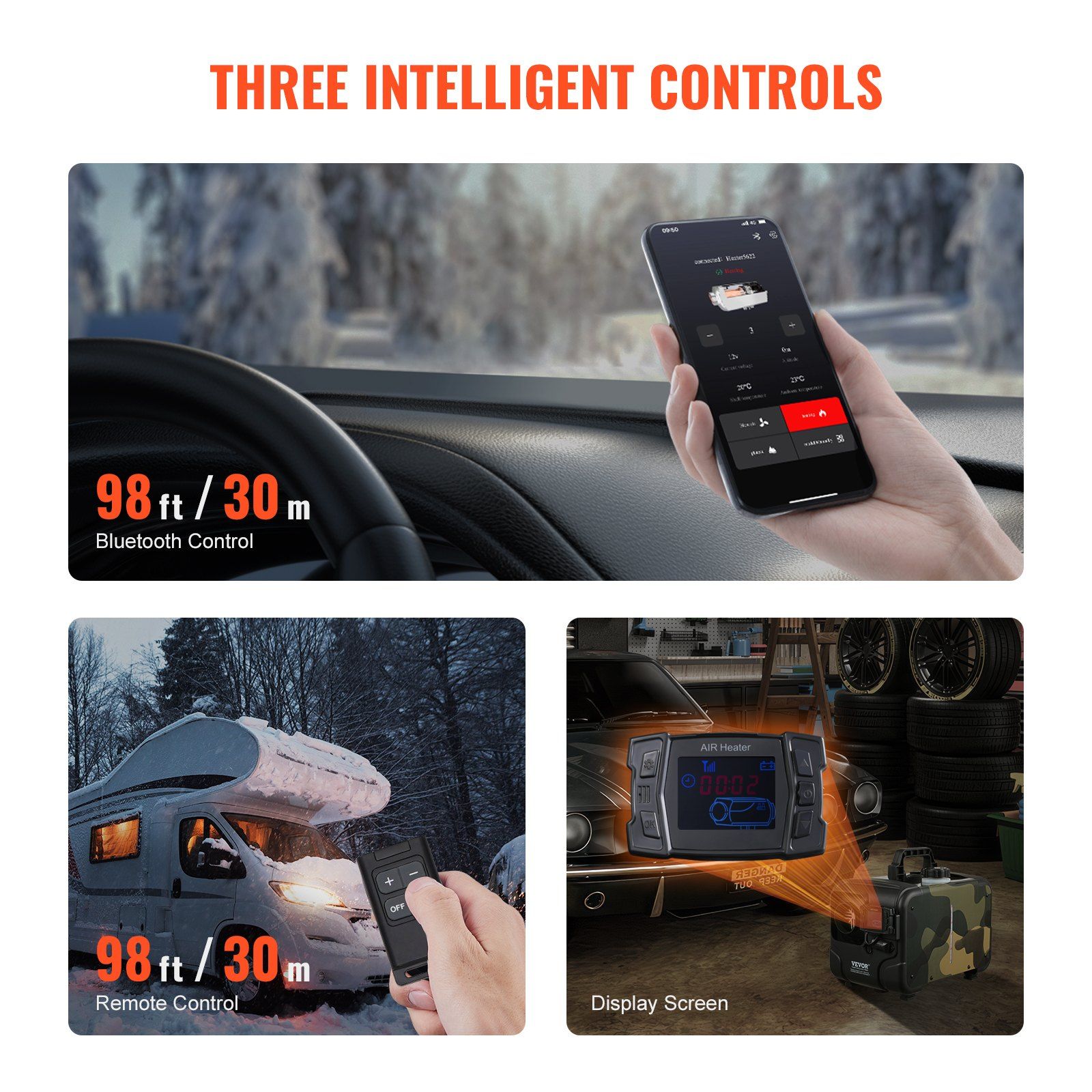 8KW Diesel Heater, 12V/24V All in One Diesel Air Heater, Bluetooth APP Control, Remote Control and Display Screen, CO Alarm, Fast Heating Horizontal Portable Diesel Heater for Vehicles, Garage - Image 6