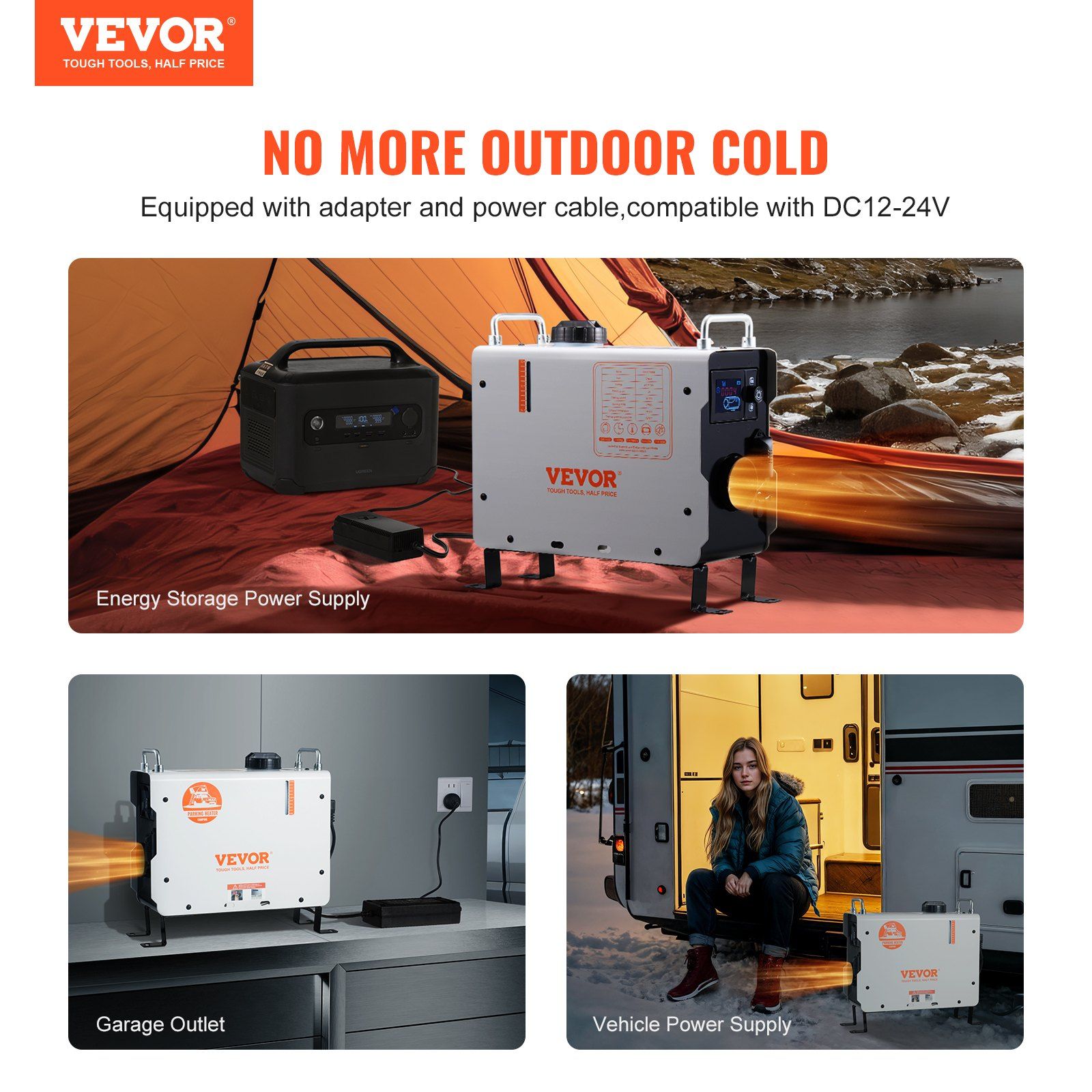 2KW Diesel Heater, 12V/24V All in One Diesel Air Heater, with Bluetooth APP Control, Remote Control and Display Screen, CO Alarm, Fast Heating Portable Diesel Heater for Vehicles and Outdoors - Image 2