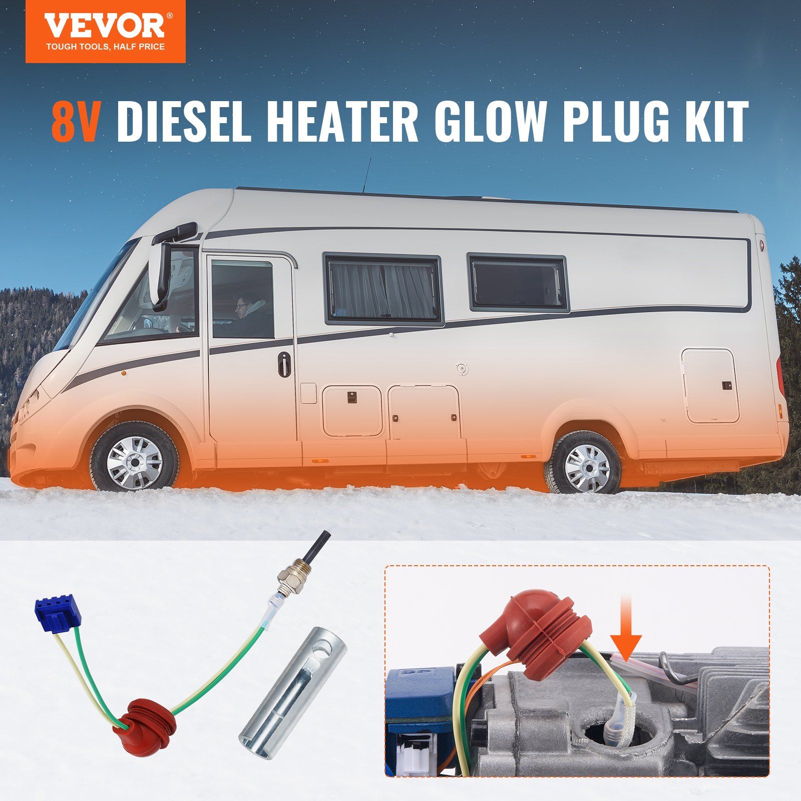 Diesel Heater Glow Plug Kit, Ceramic Glow Plug Repair Kit, Air Diesel Parking Heater Part with Removal Fitting Tool, Diesel Heater Rebuild Kit for 2KW/5KW/8KW Diesel Heater Replacement - Image 2