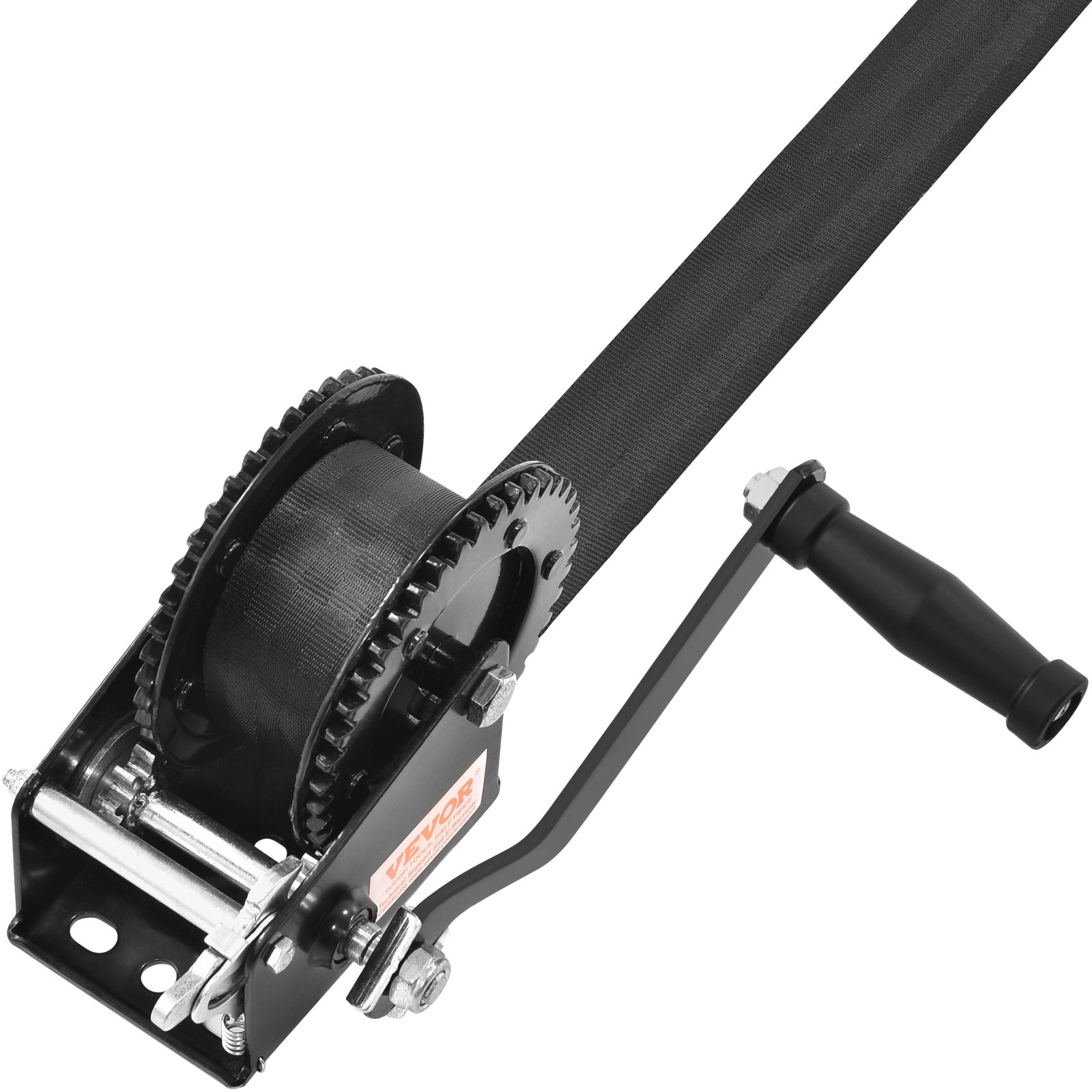 Hand Winch, 907.1 kg Pulling Capacity, Boat Trailer Winch Heavy Duty Rope Crank with 7 m Polyester Strap and Two-Way Ratchet, Manual Operated Hand Crank Winch for Trailer, Boat or ATV Towing - Image 1